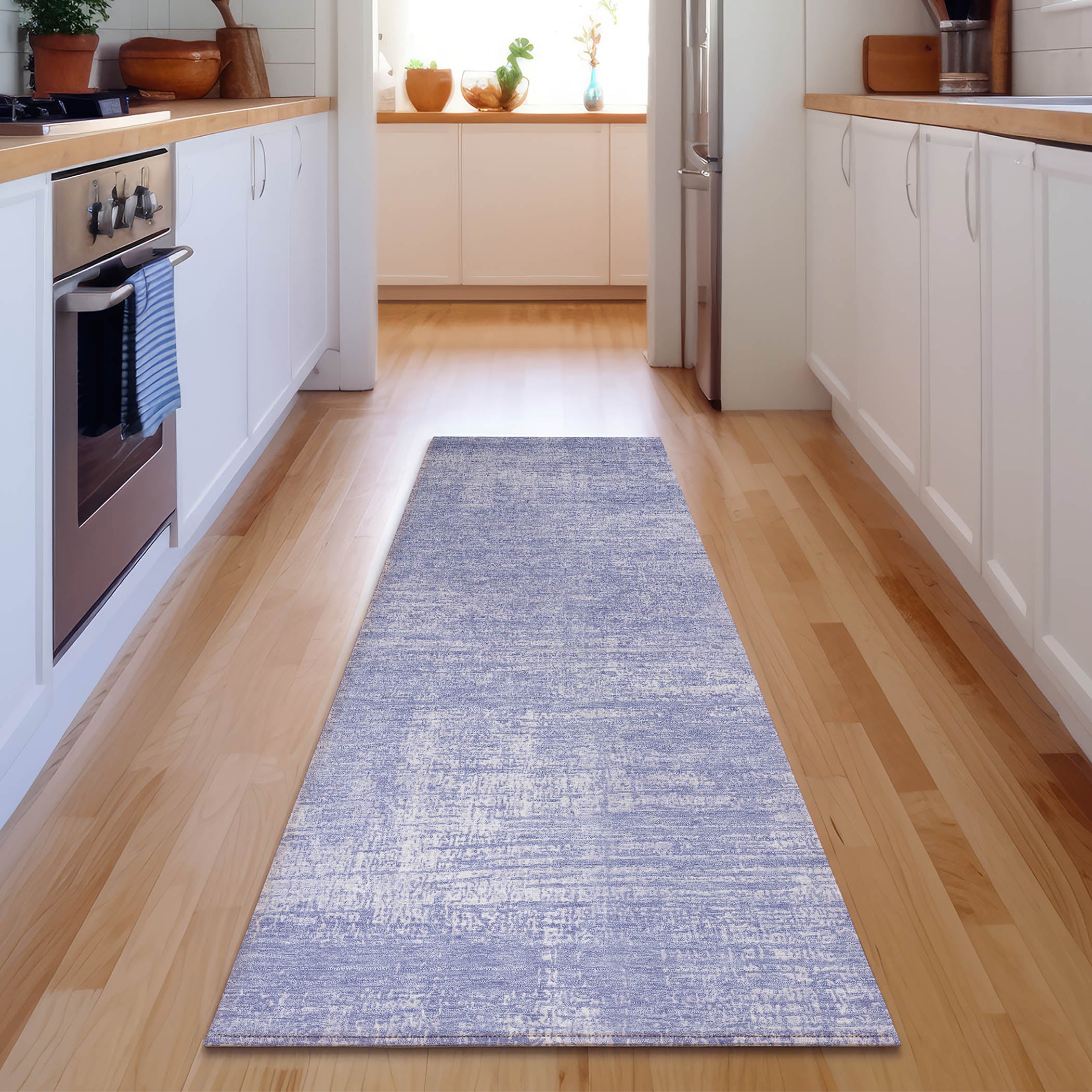 Bern Machine Washable Transitional Lavender Purple Rug 2'3" x 7'6" #shape_Runner
