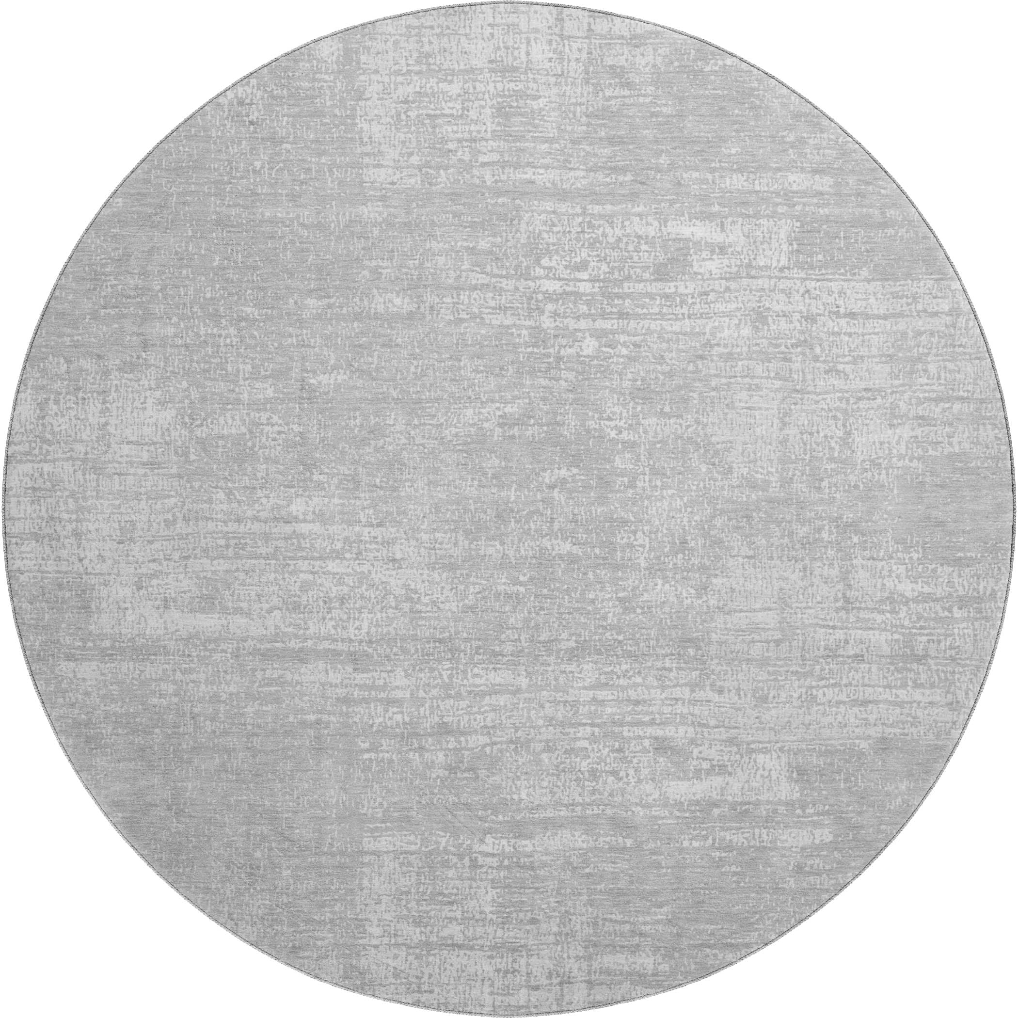 Bern Machine Washable Transitional Silver Gray Rug 8' x 8' #shape_Round