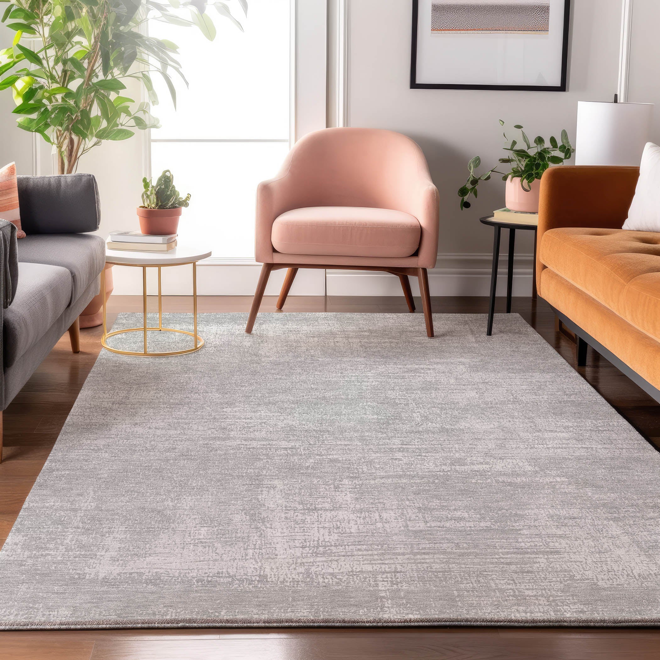 Bern Machine Washable Transitional Silver Gray Rug 2'6" x 3'10" #shape_Rectangle