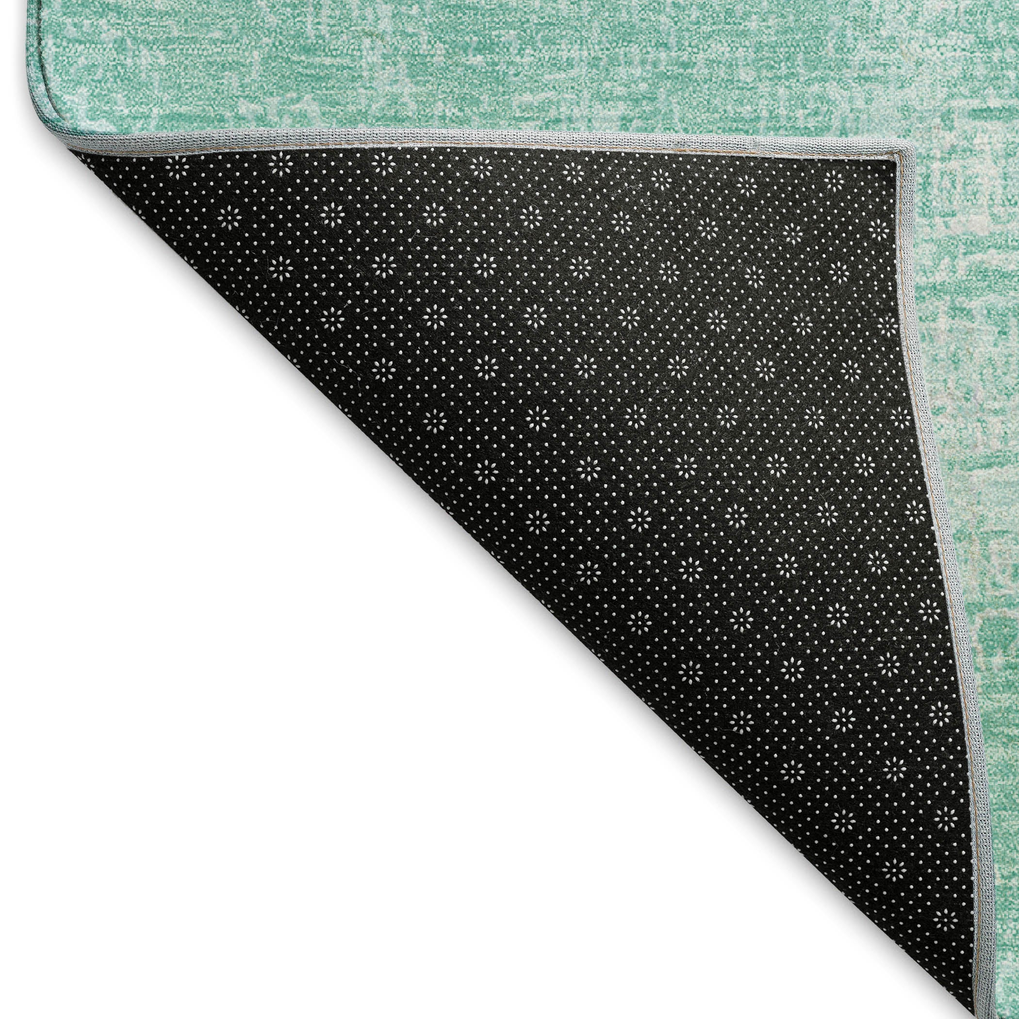 Bern Machine Washable Transitional Turquoise Teal Rug 1'8" x 2'6" #shape_Rectangle
