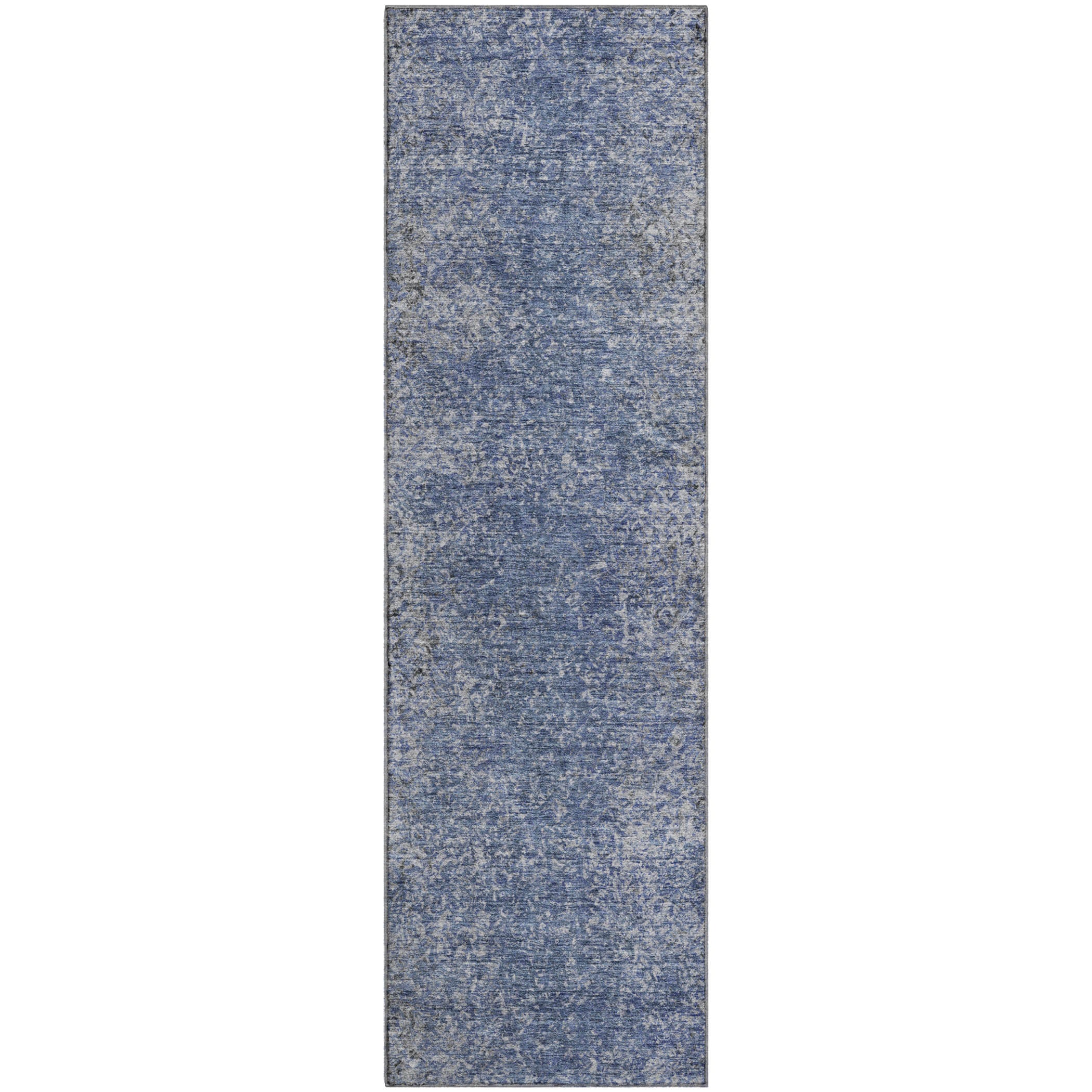 Valletta Machine Washable Transitional Blue Rug 2'3" x 7'6" #shape_Runner