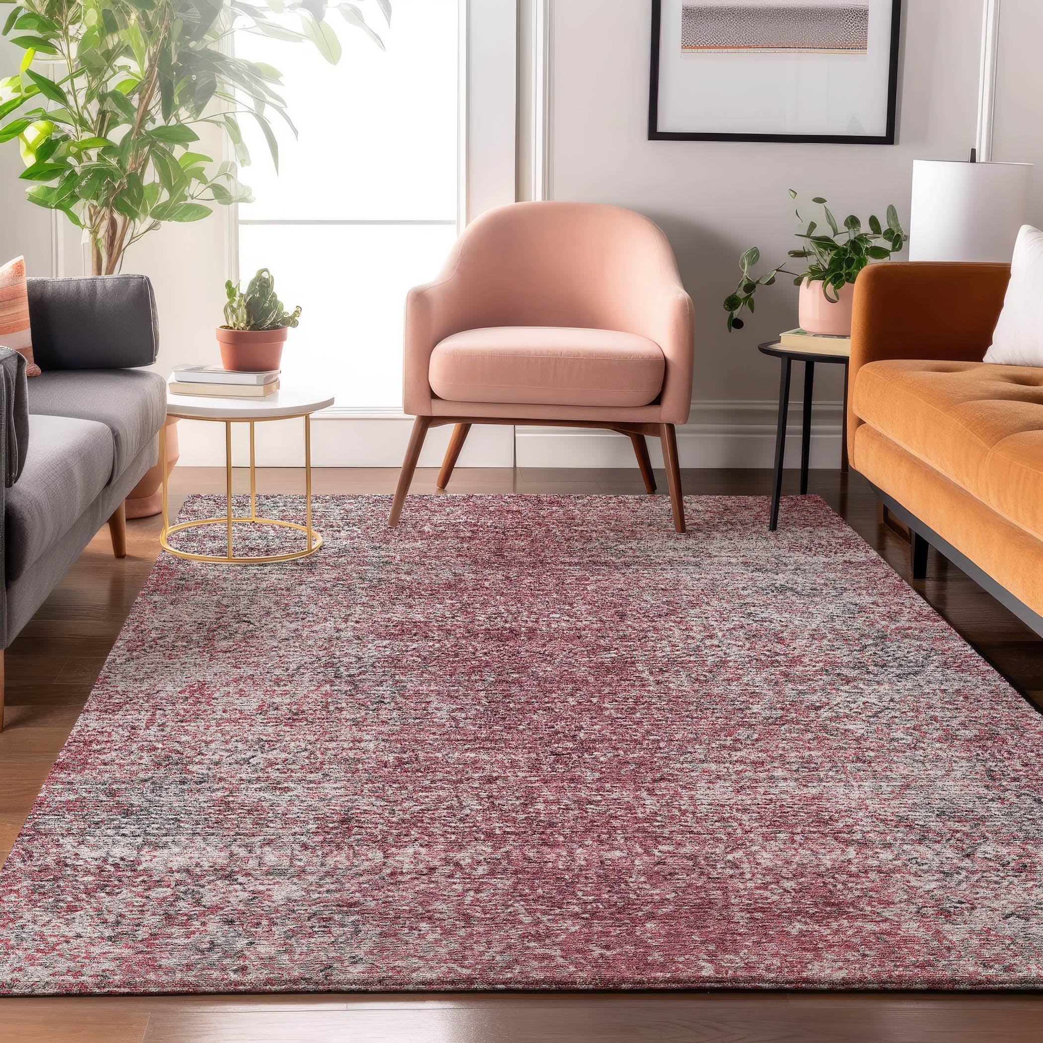 Valletta Machine Washable Transitional Merlot Red Rug 2'6" x 3'10" #shape_Rectangle