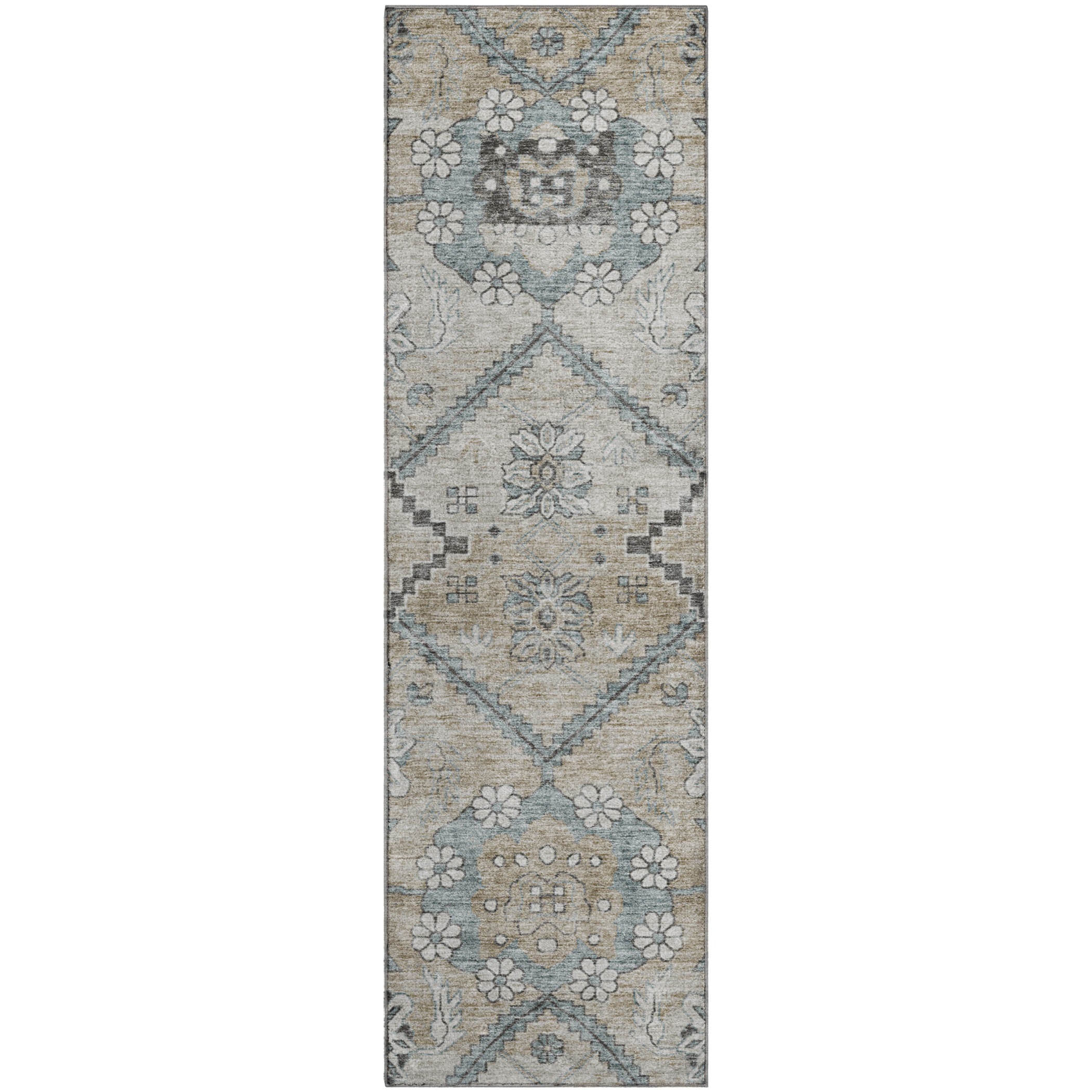 Seville Machine Washable Transitional Beige Brown Rug 2'3" x 7'6" #shape_Runner