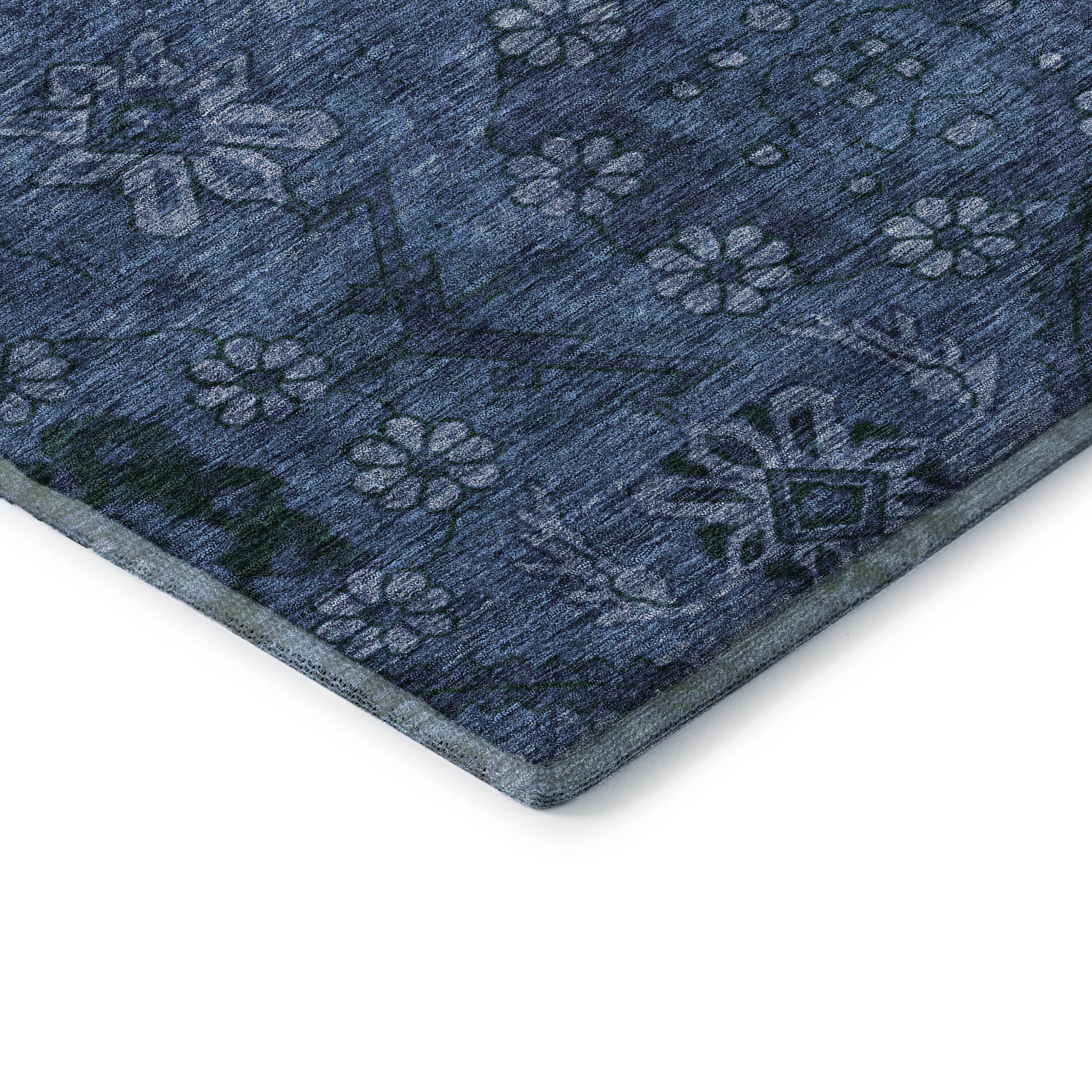 Dublin Machine Washable Transitional Navy Blue Rug 1'8" x 2'6" #shape_Rectangle