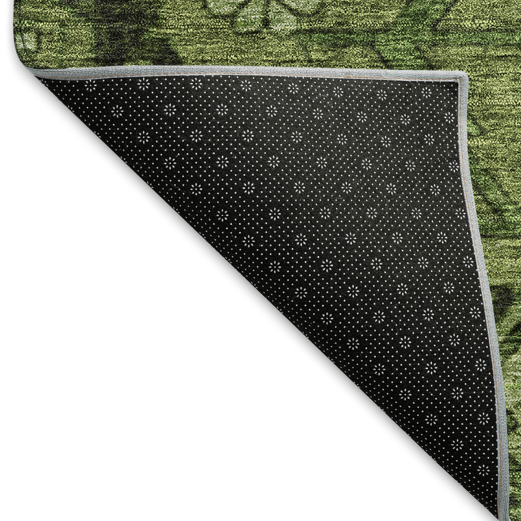 Dublin Machine Washable Transitional Olive Green Rug 1'8" x 2'6" #shape_Rectangle
