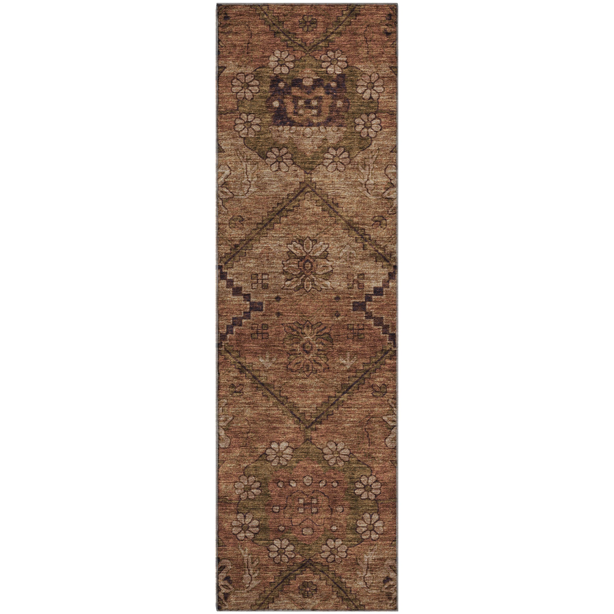 Dublin Machine Washable Transitional Paprika Orange Rug 2'3" x 7'6" #shape_Runner