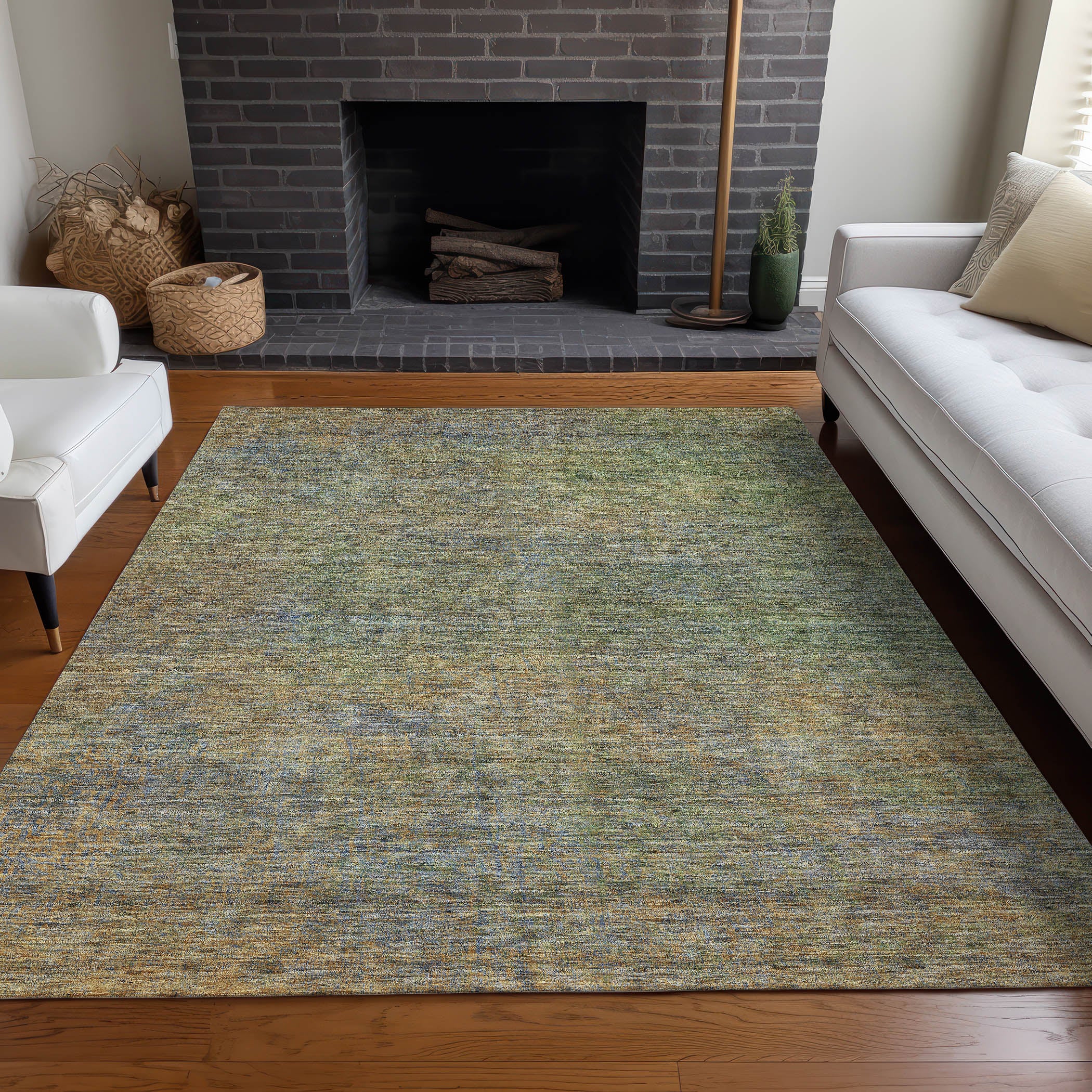 Siena Machine Washable Transitional Green Rug 2'6" x 3'10" #shape_Rectangle