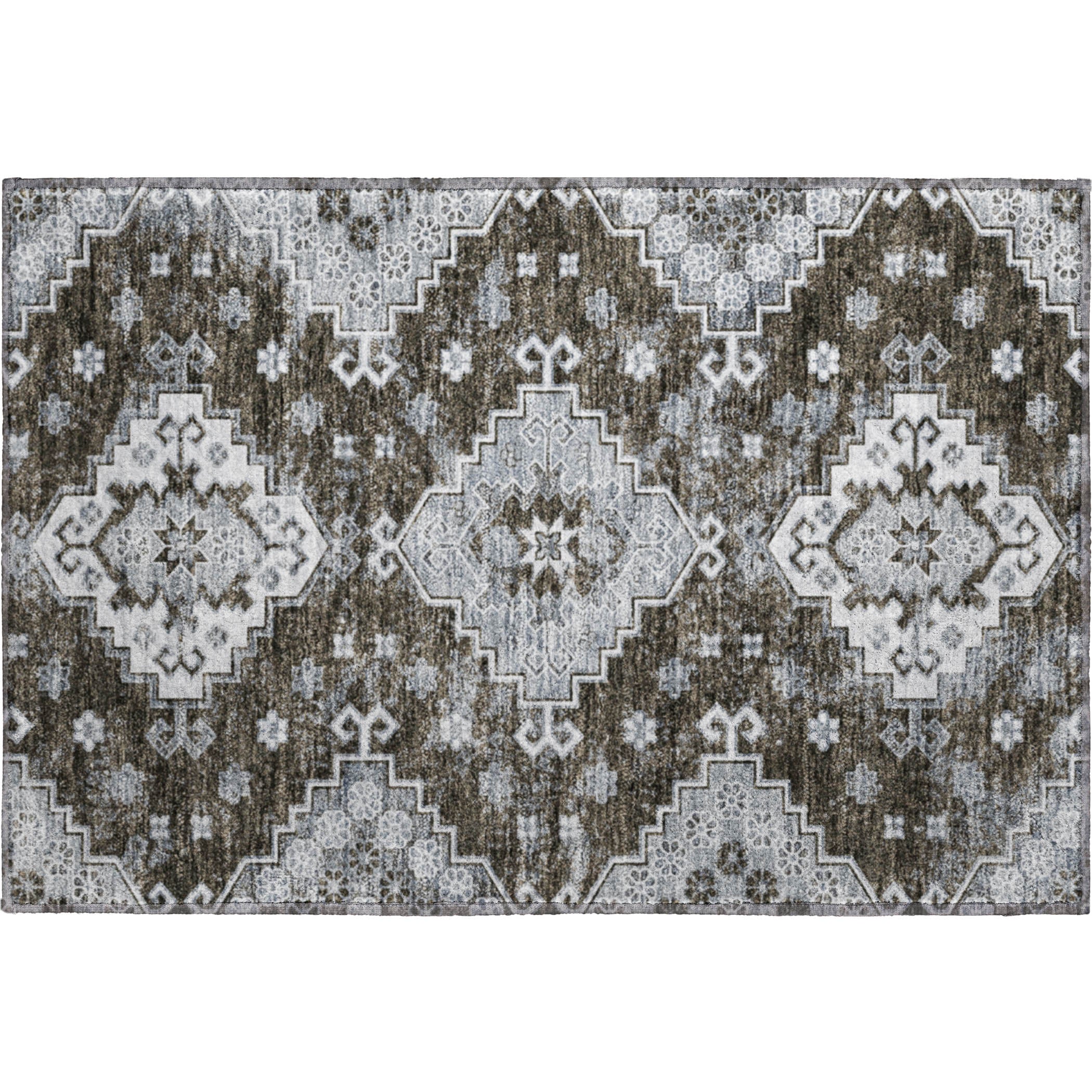 Cairo Machine Washable Traditional Chocolate Brown Rug 1'8" x 2'6" #shape_Rectangle