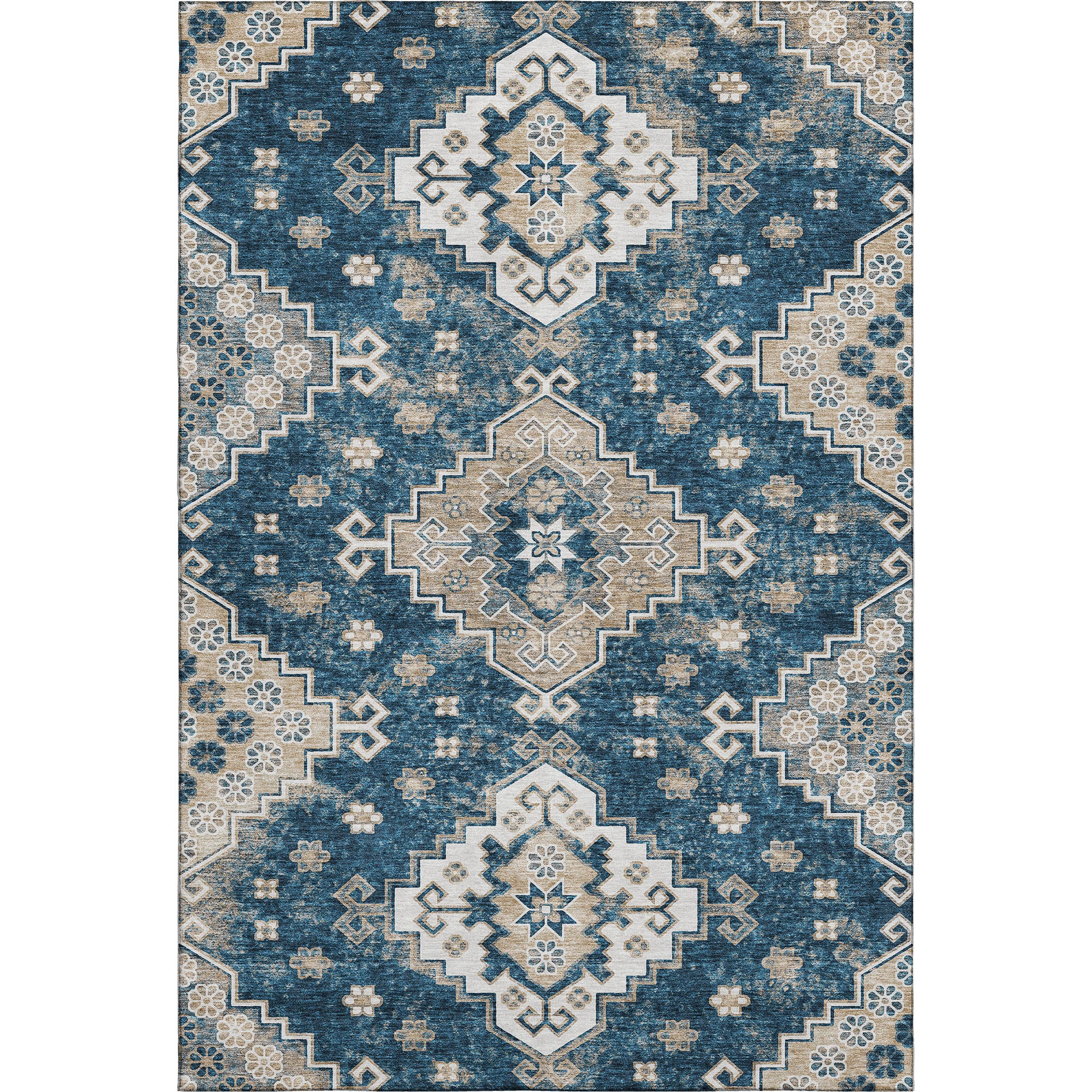 Cairo Machine Washable Traditional Navy Blue Rug 2'6" x 3'10" #shape_Rectangle