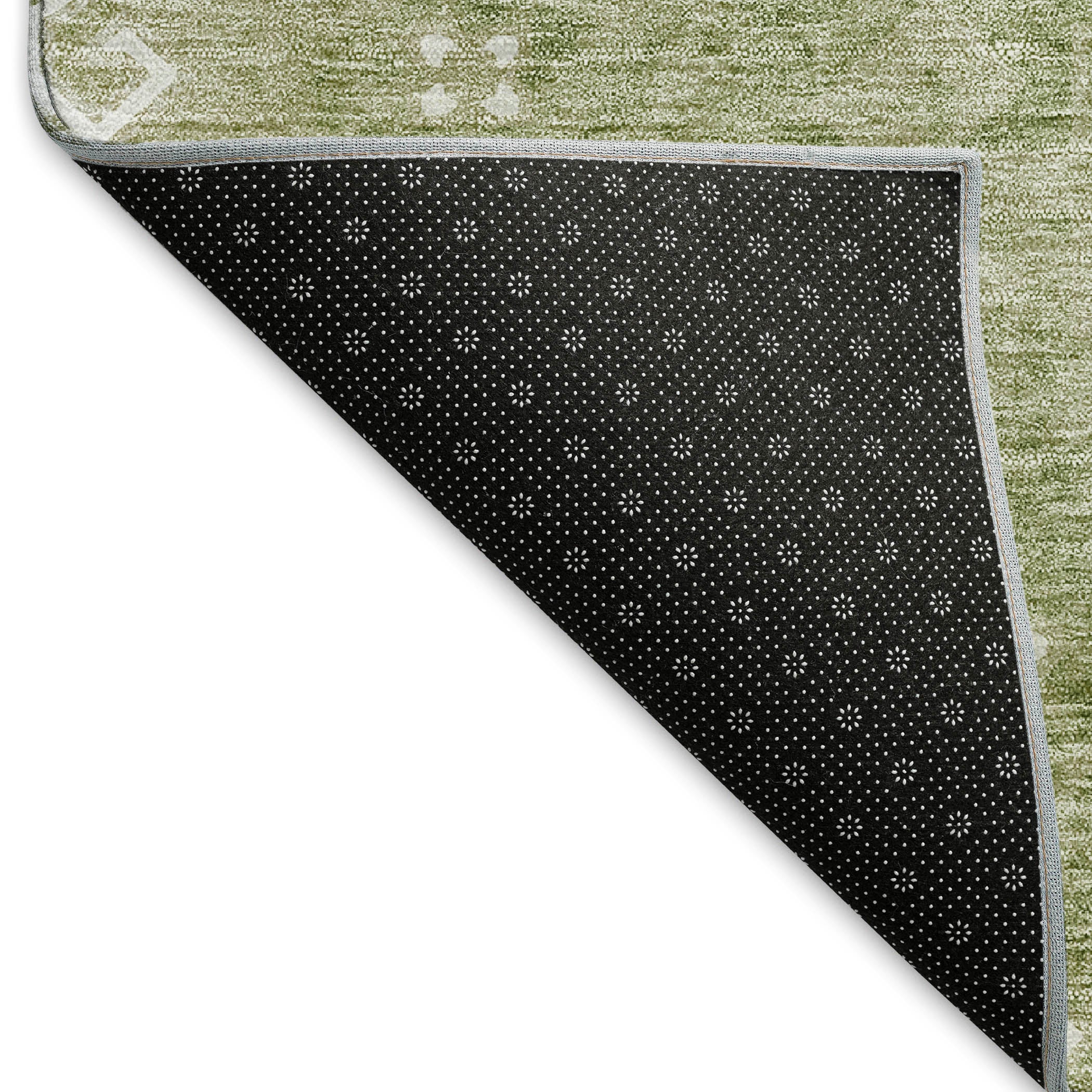 Santorini Machine Washable Traditional Aloe Green Rug 1'8" x 2'6" #shape_Rectangle