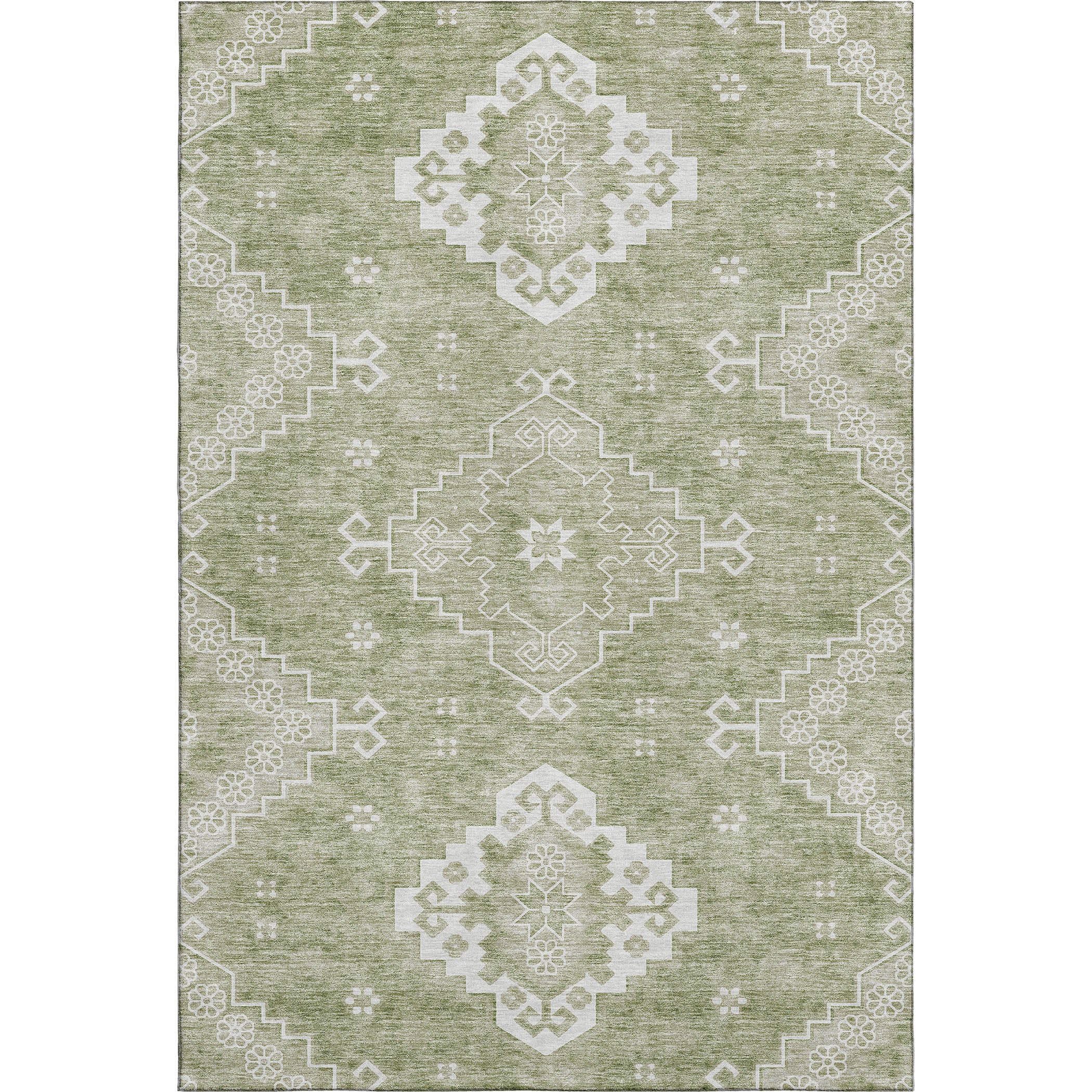 Santorini Machine Washable Traditional Aloe Green Rug 2'6" x 3'10" #shape_Rectangle