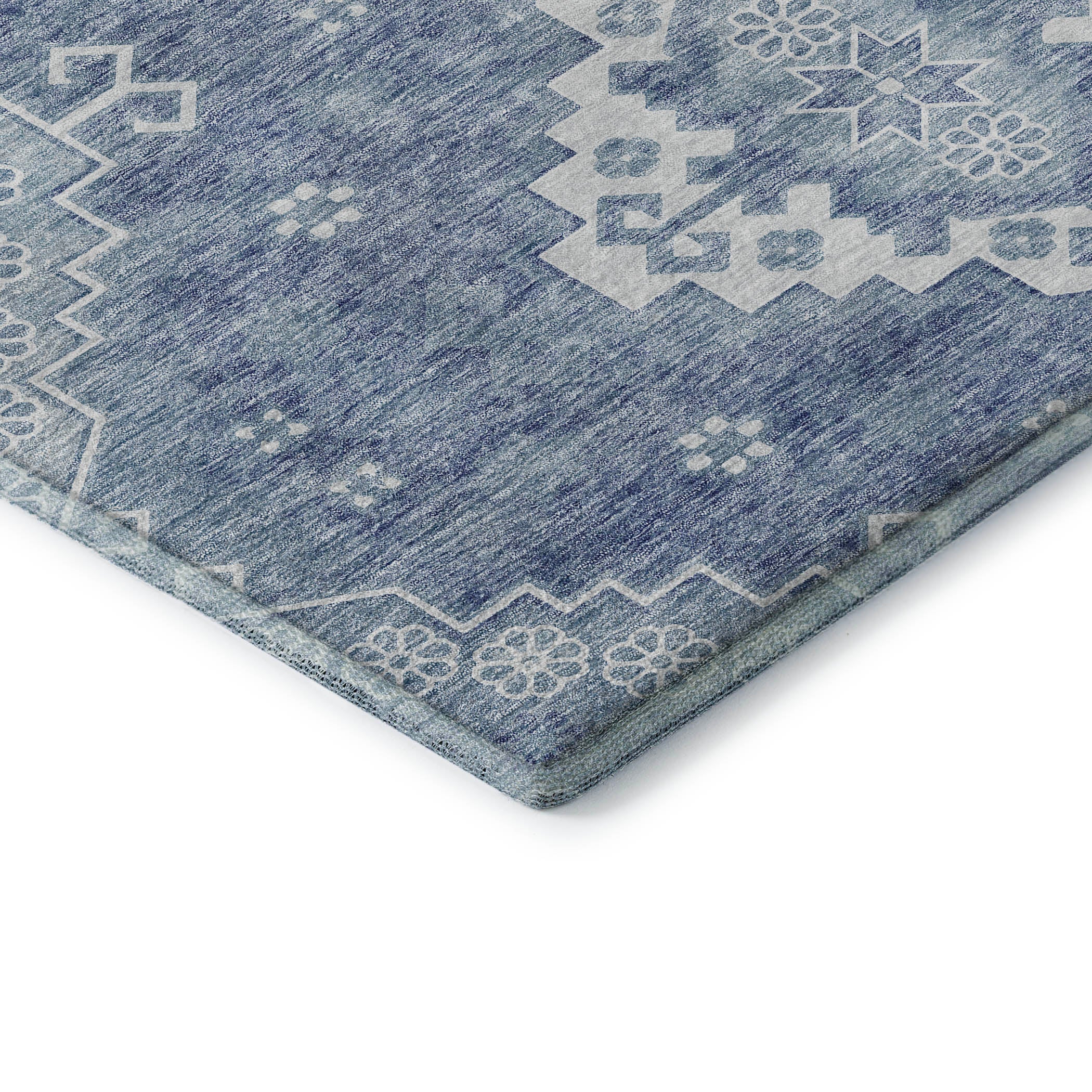 Santorini Machine Washable Traditional Blue Rug 1'8" x 2'6" #shape_Rectangle