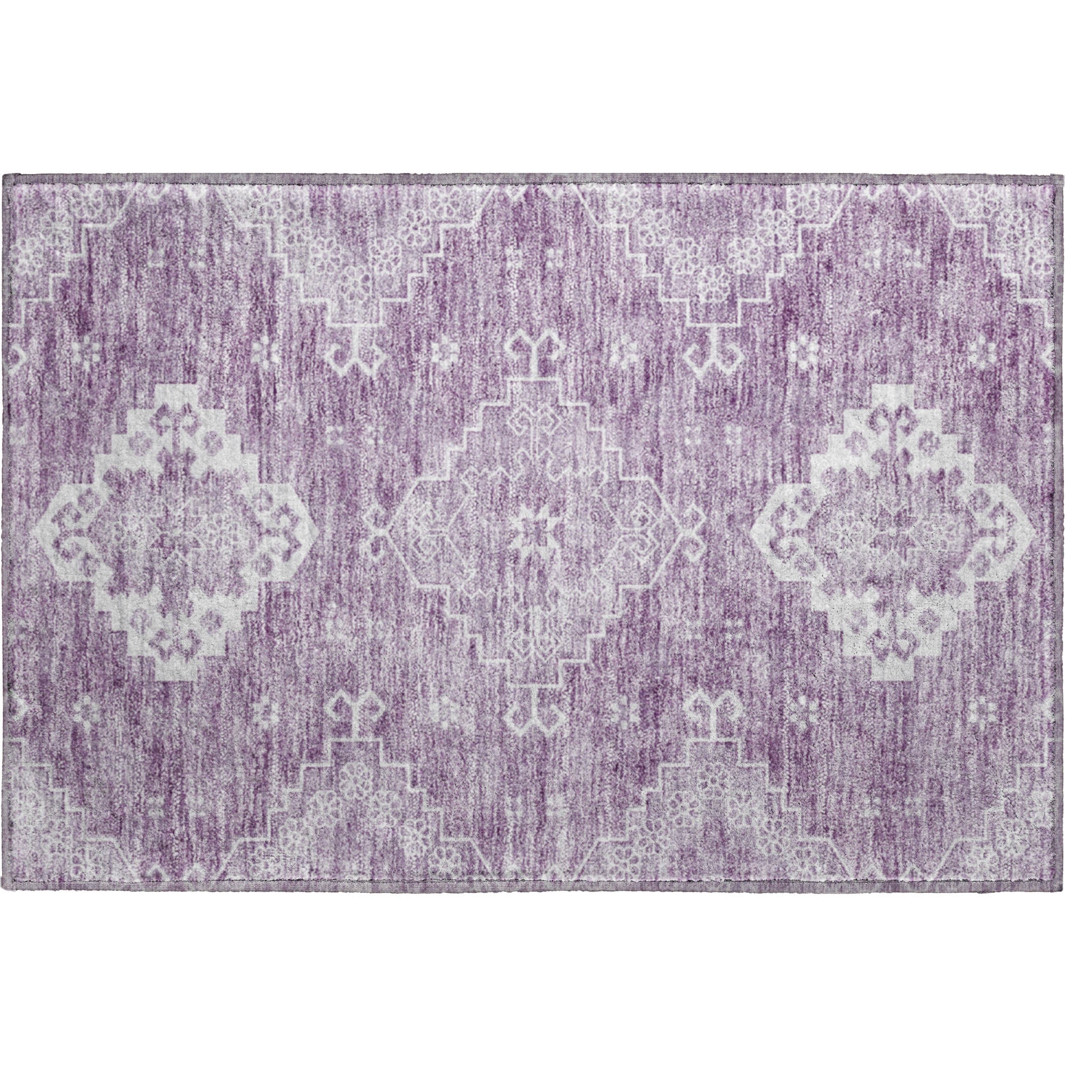 Santorini Machine Washable Traditional Lavender Purple Rug 1'8" x 2'6" #shape_Rectangle