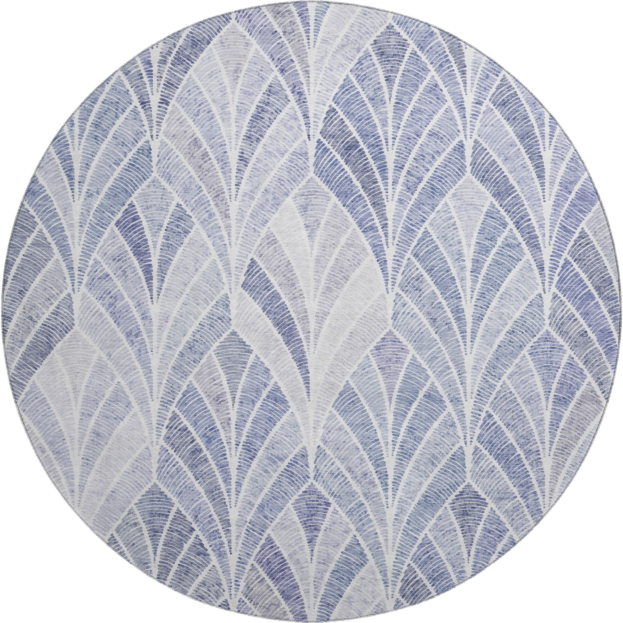 Montevideo Machine Washable Transitional Denim Blue Rug 8' x 8' #shape_Round