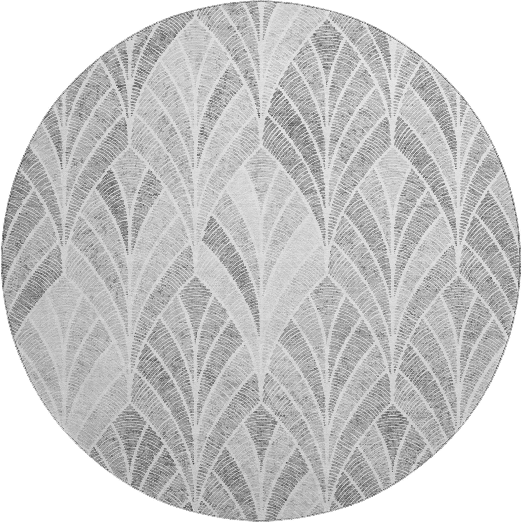 Montevideo Machine Washable Transitional Gray Rug 8' x 8' #shape_Round