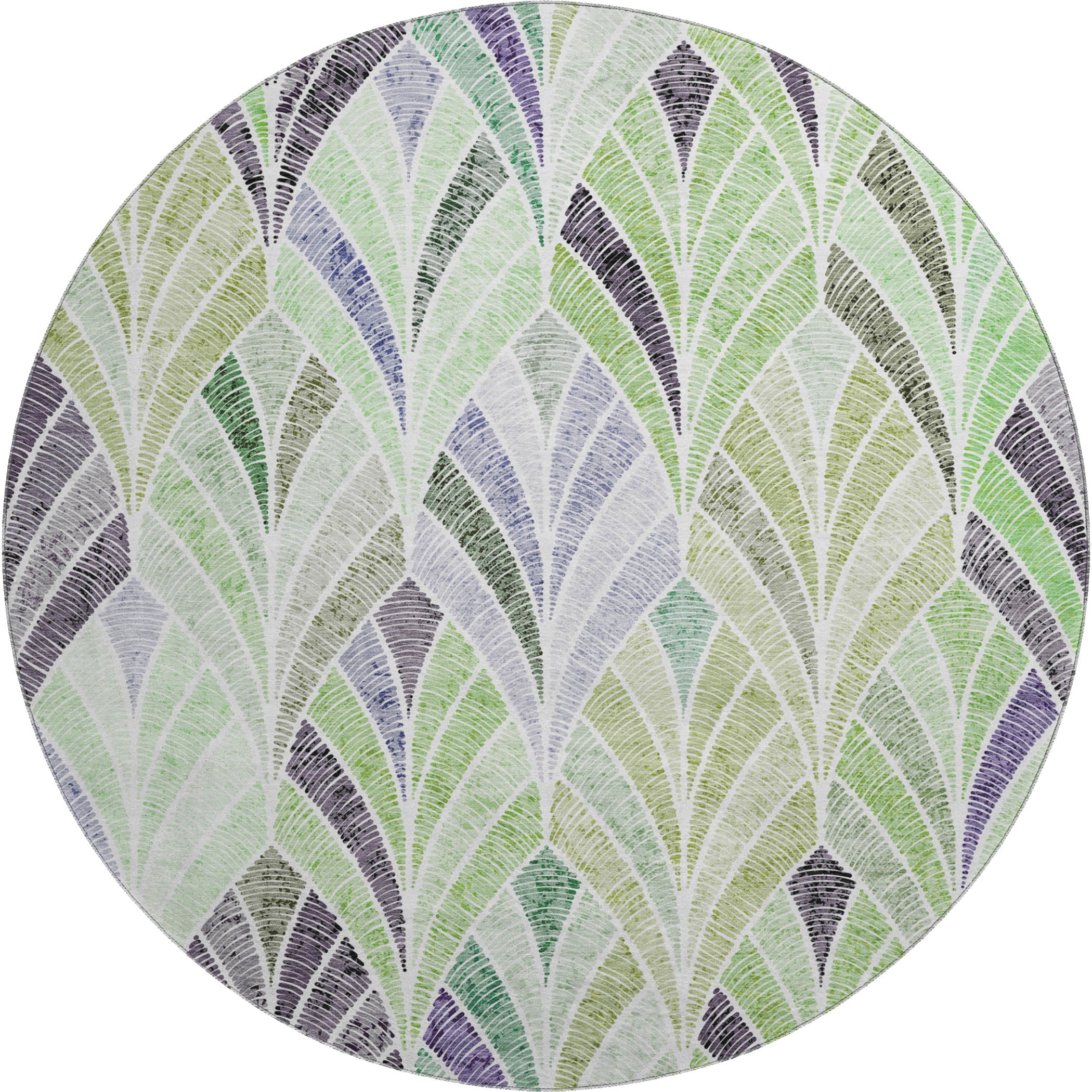 Montevideo Machine Washable Transitional Green Rug 8' x 8' #shape_Round