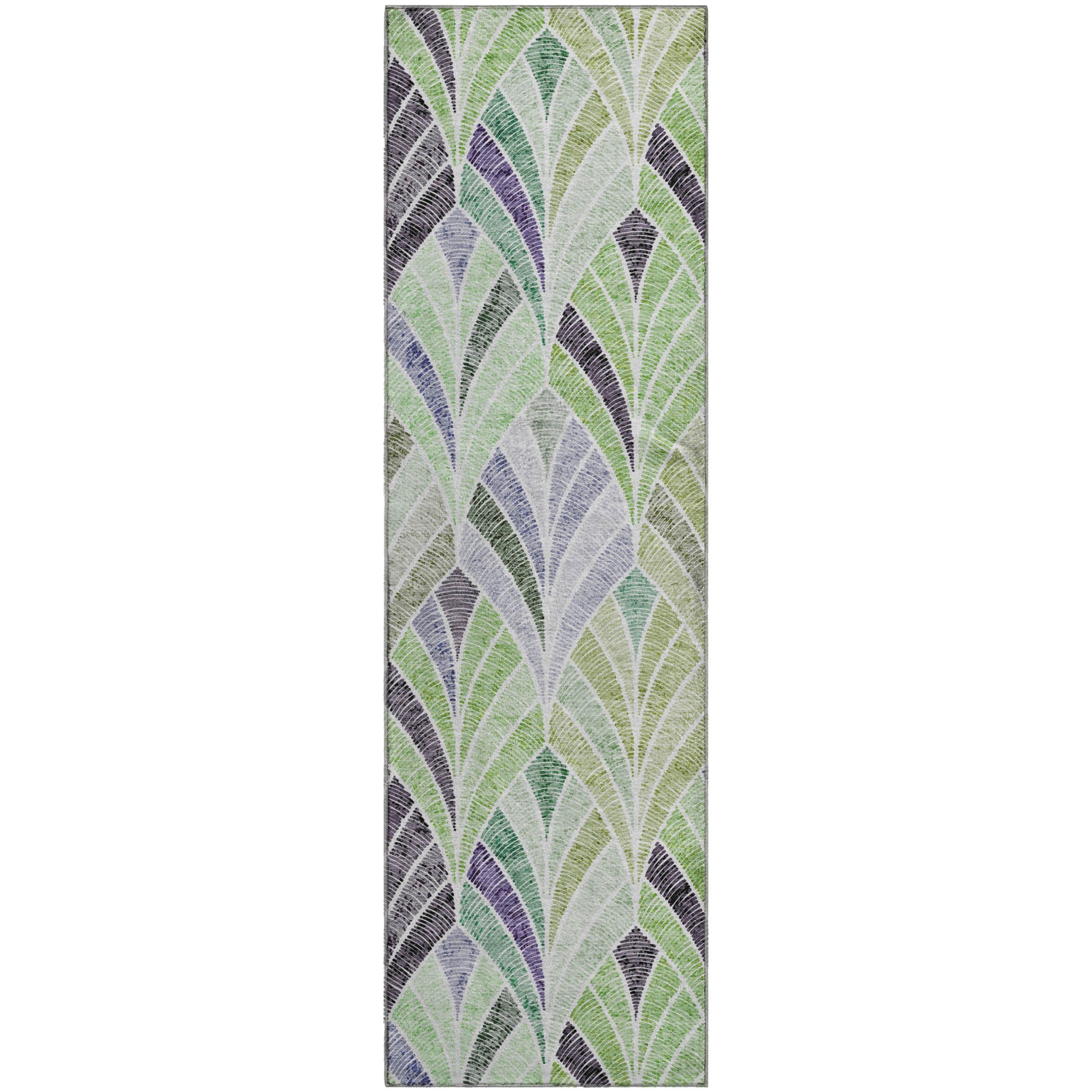Montevideo Machine Washable Transitional Green Rug 2'3" x 7'6" #shape_Runner