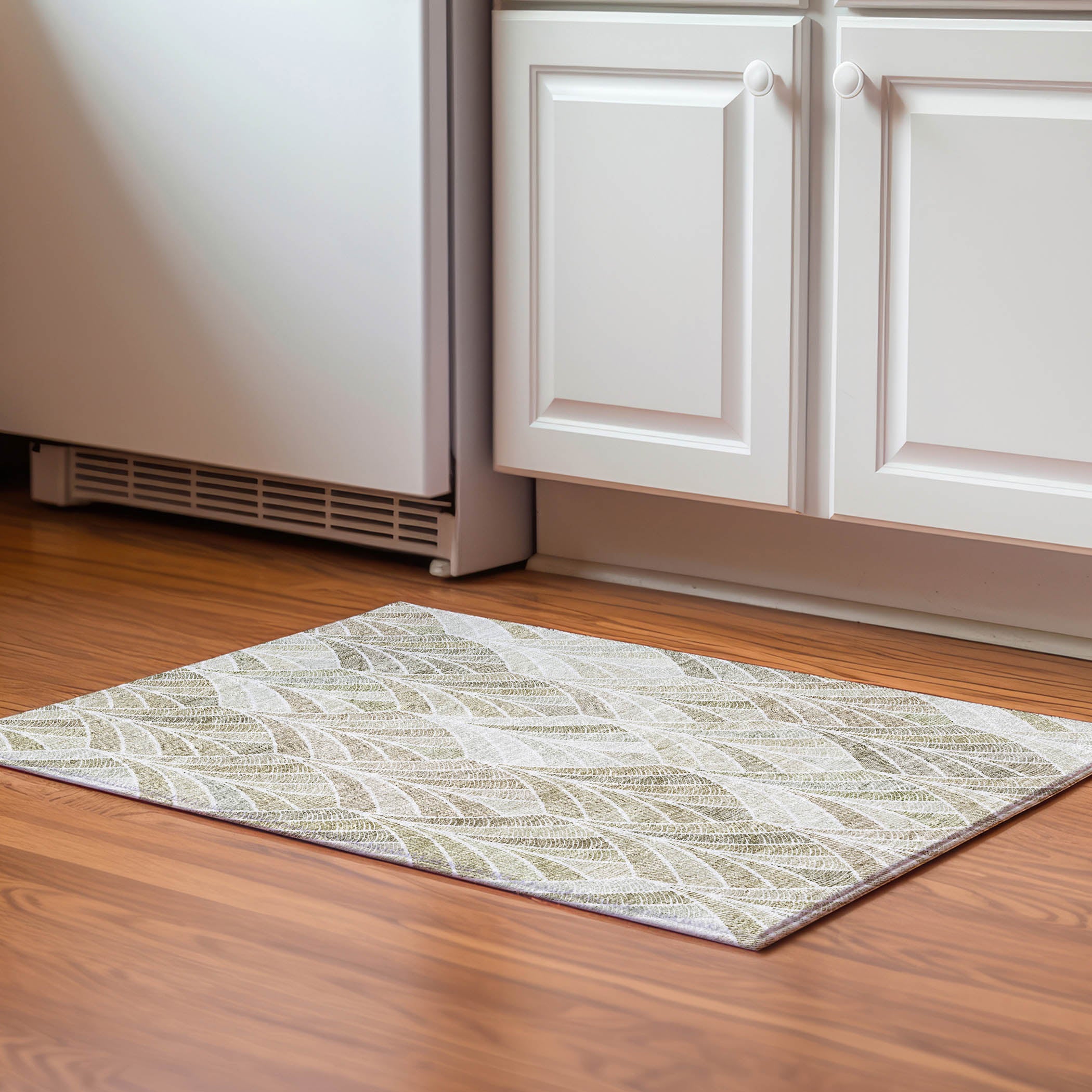 Montevideo Machine Washable Transitional Khaki Brown Rug 1'8" x 2'6" #shape_Rectangle