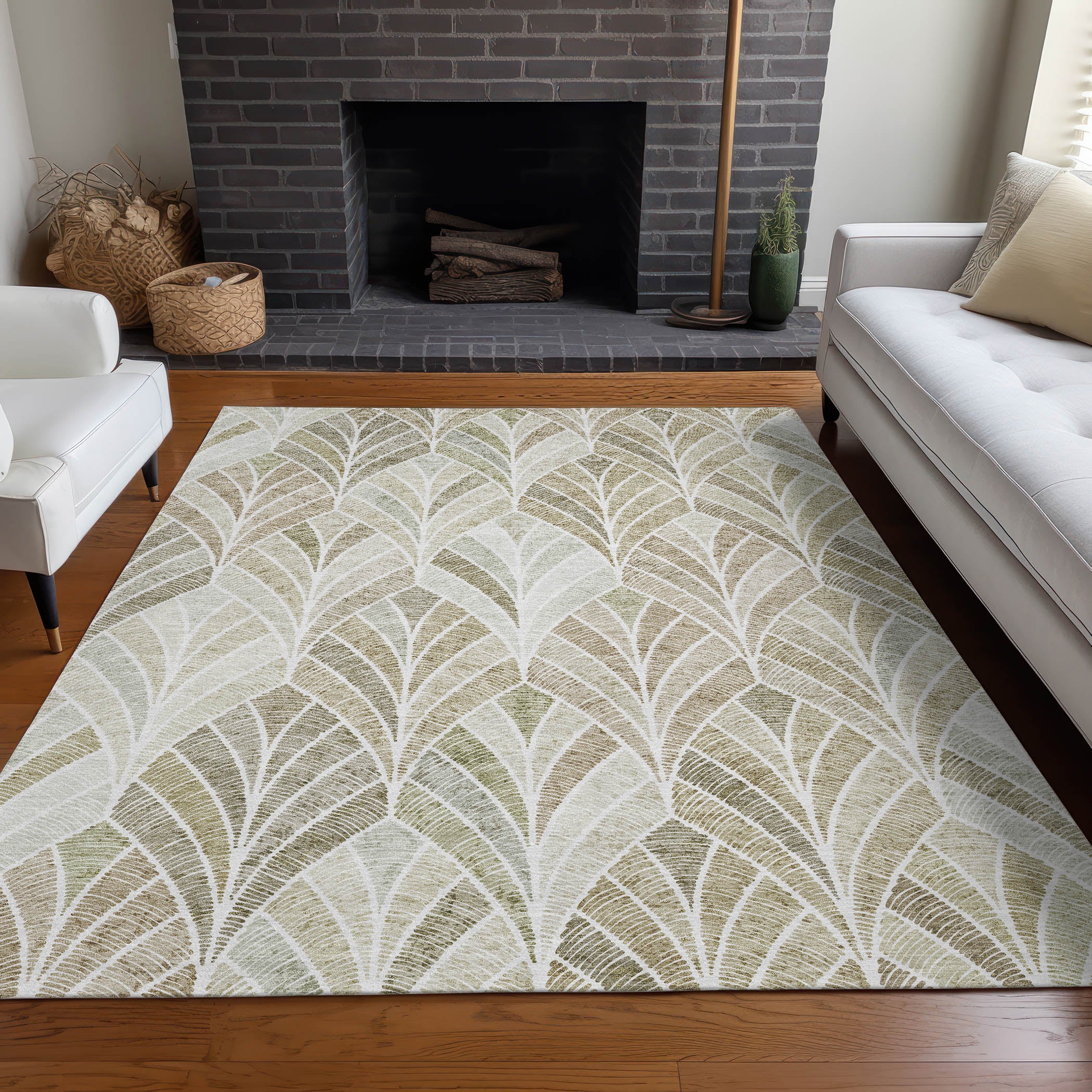 Montevideo Machine Washable Transitional Khaki Brown Rug 2'6" x 3'10" #shape_Rectangle