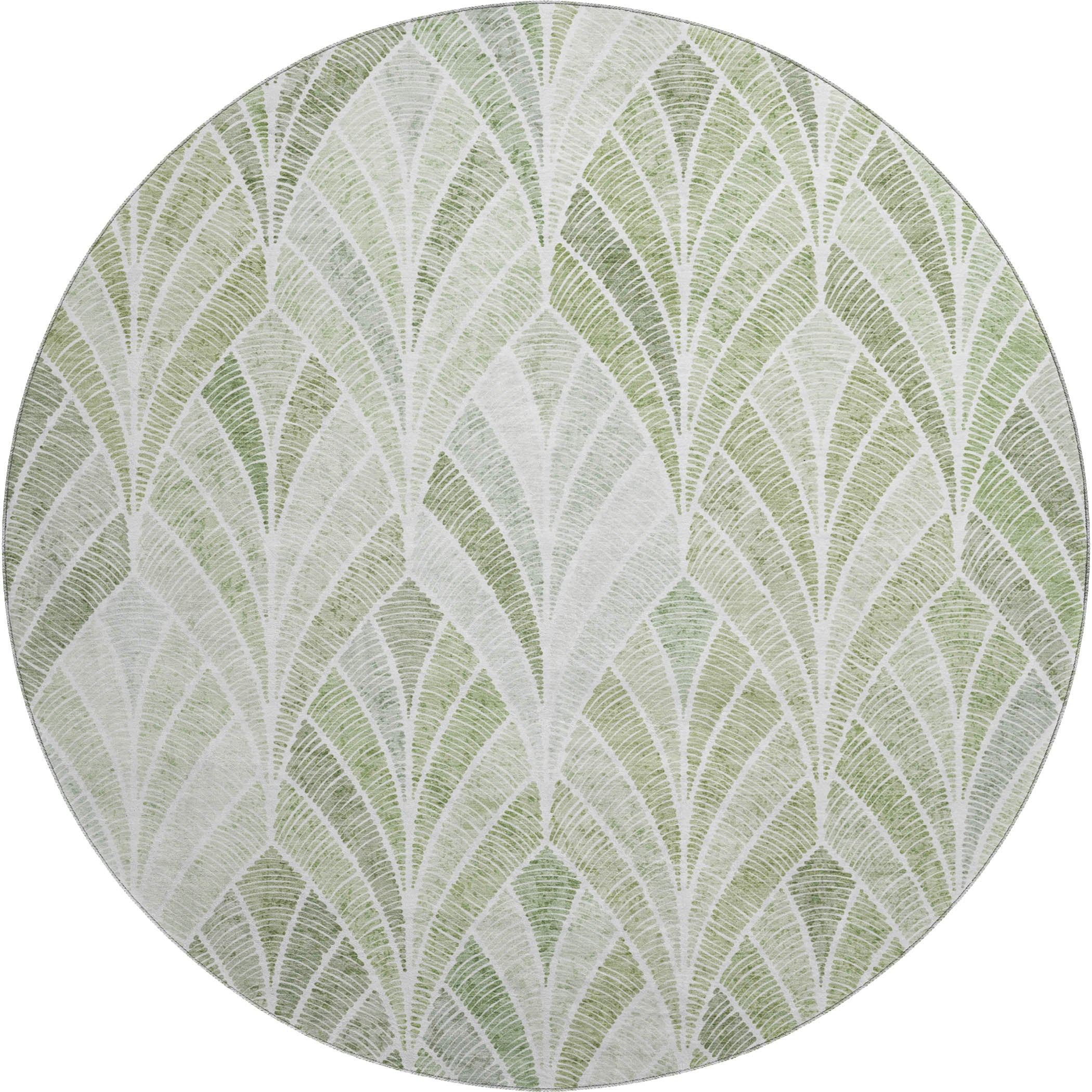 Montevideo Machine Washable Transitional Sage Green Rug 8' x 8' #shape_Round