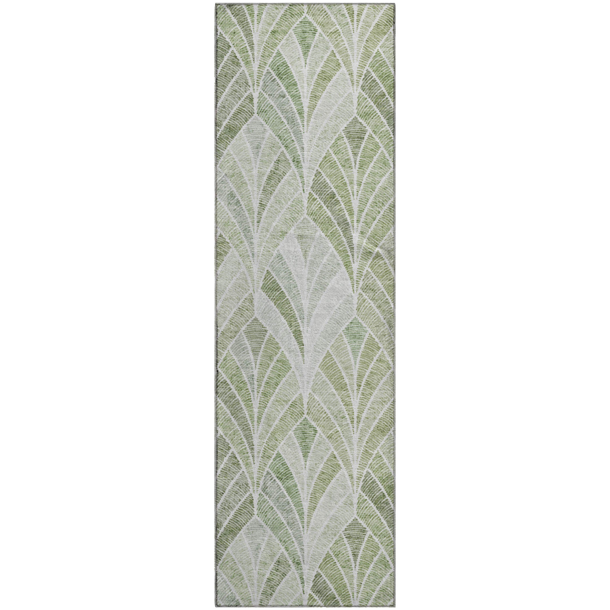 Montevideo Machine Washable Transitional Sage Green Rug 2'3" x 7'6" #shape_Runner