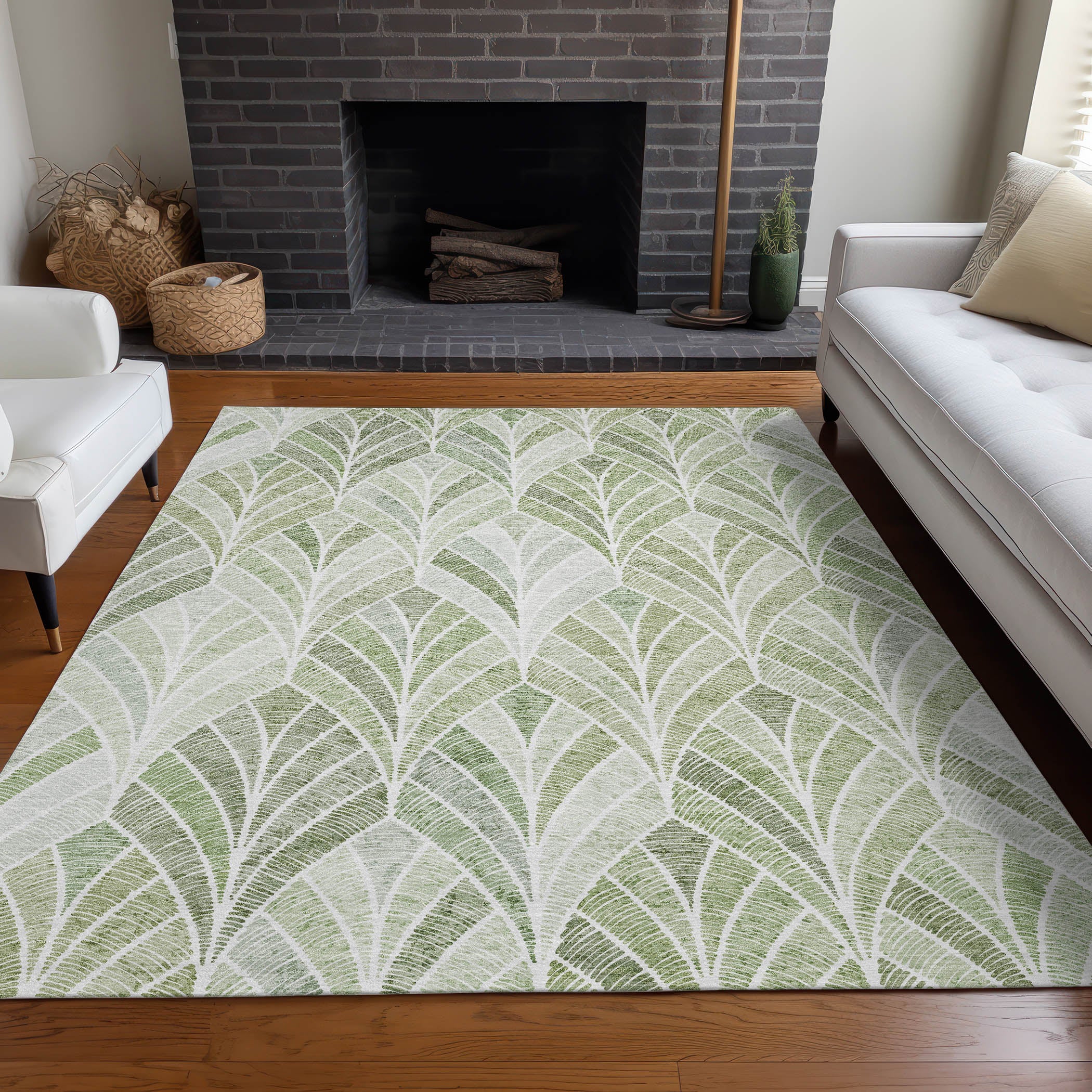 Montevideo Machine Washable Transitional Sage Green Rug 2'6" x 3'10" #shape_Rectangle