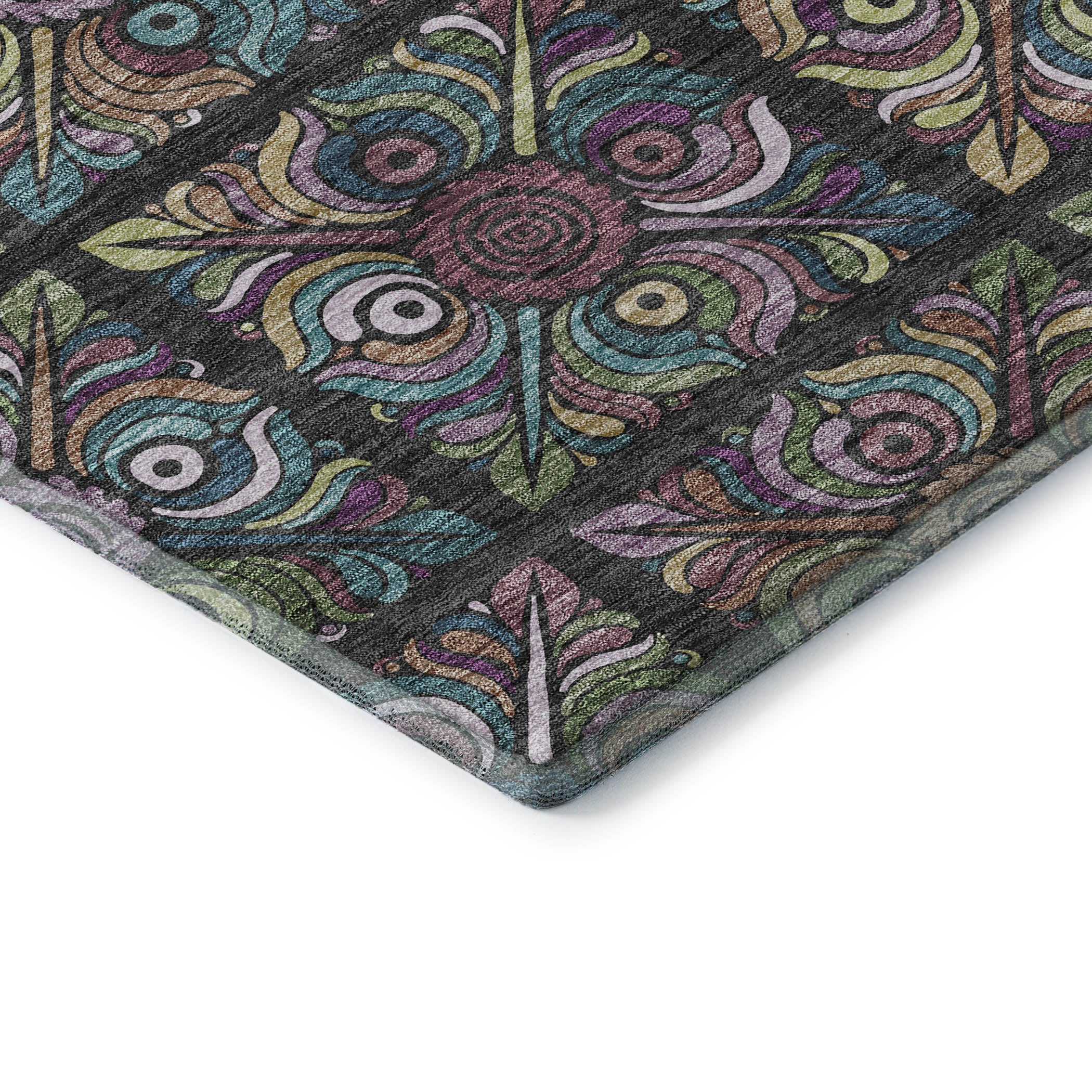 Florence Machine Washable Transitional Black Rug 1'8" x 2'6" #shape_Rectangle