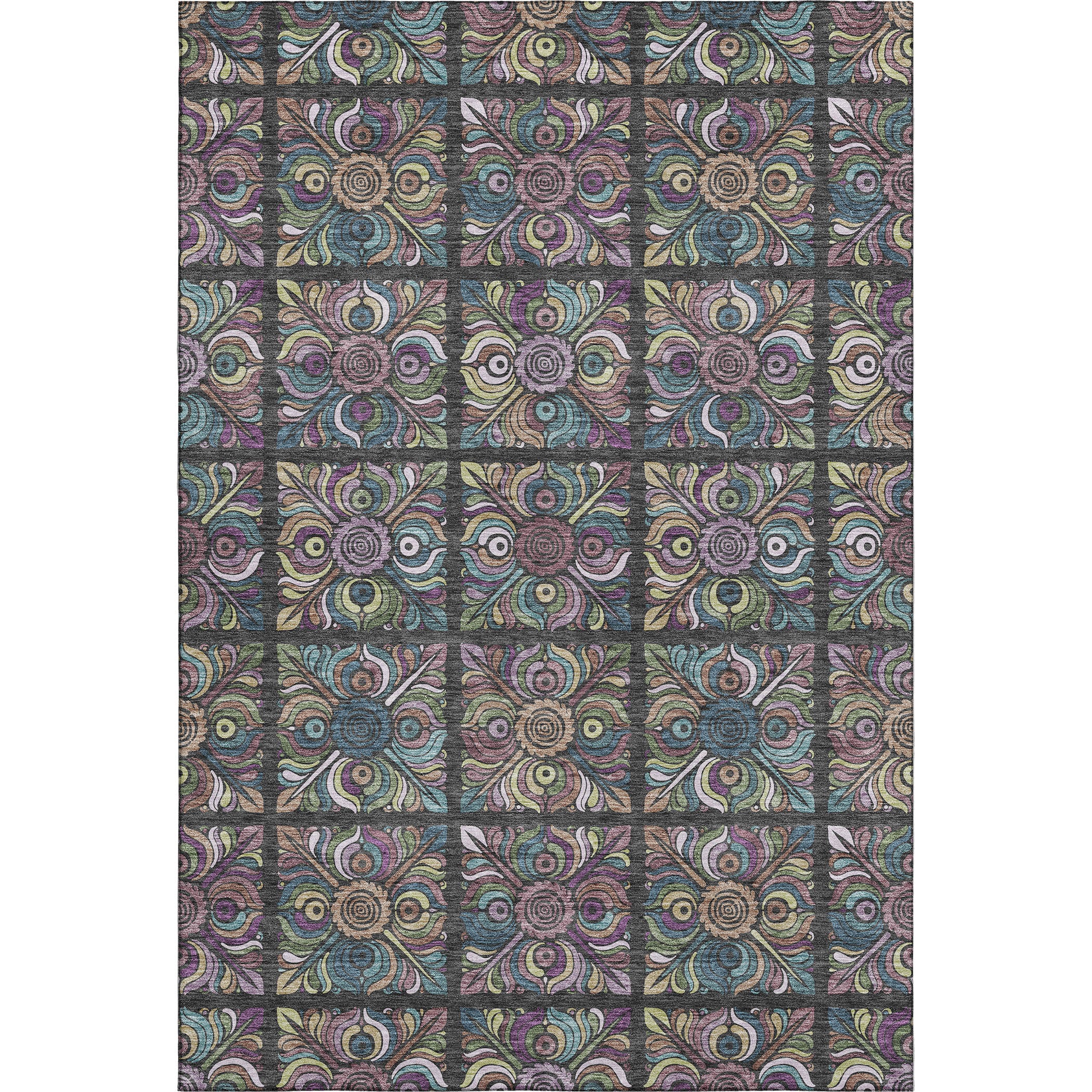 Florence Machine Washable Transitional Black Rug 2'6" x 3'10" #shape_Rectangle