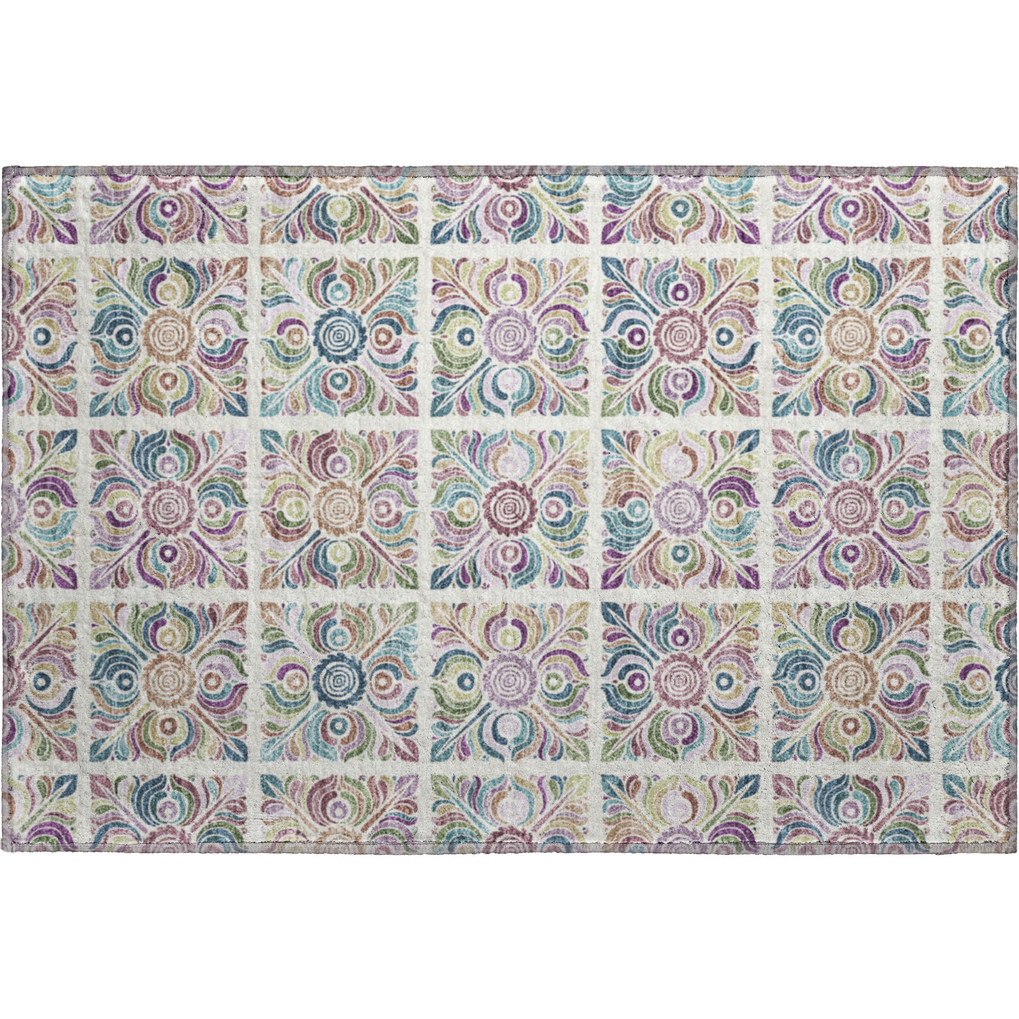 Florence Machine Washable Transitional Ivory Rug 1'8" x 2'6" #shape_Rectangle