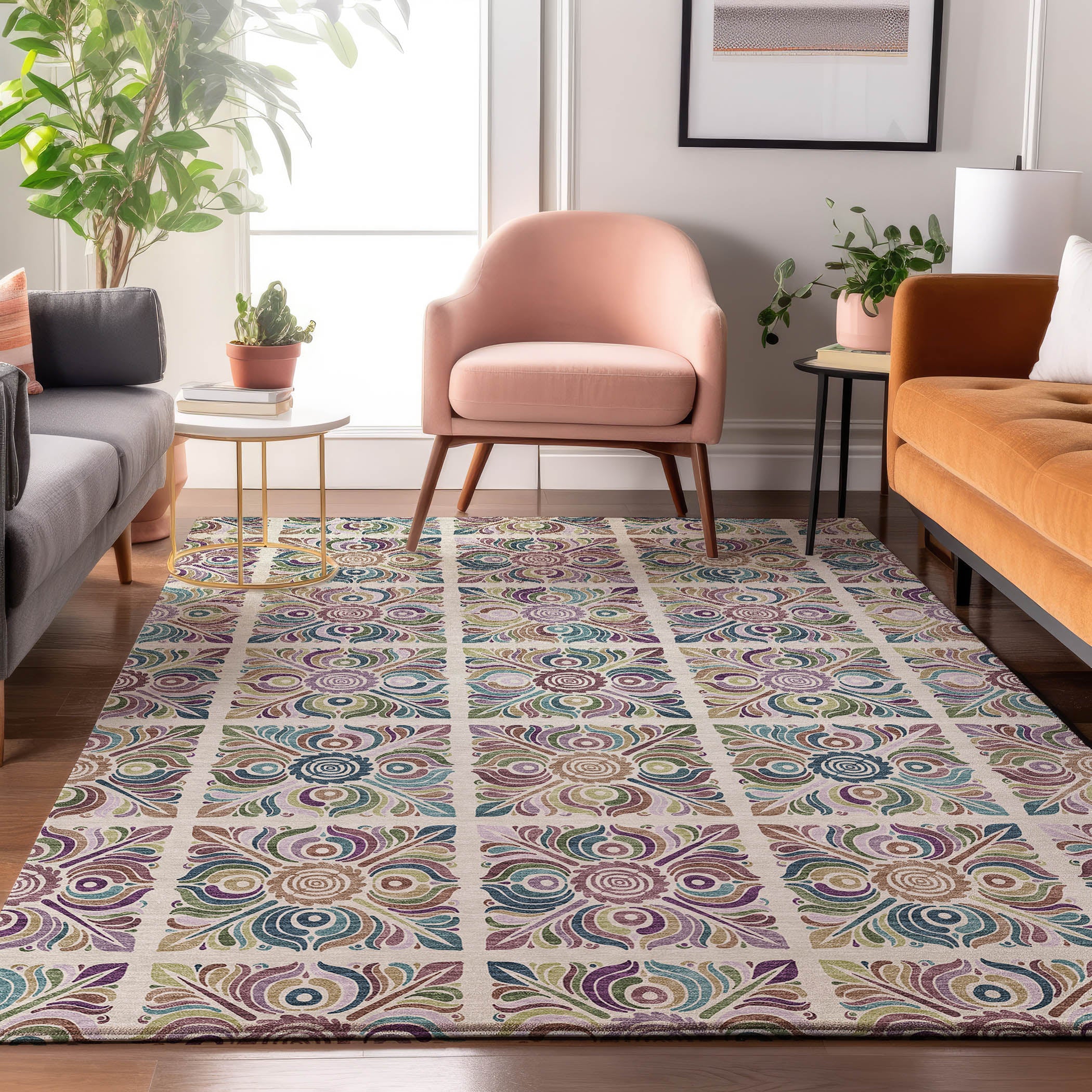 Florence Machine Washable Transitional Ivory Rug 2'6" x 3'10" #shape_Rectangle