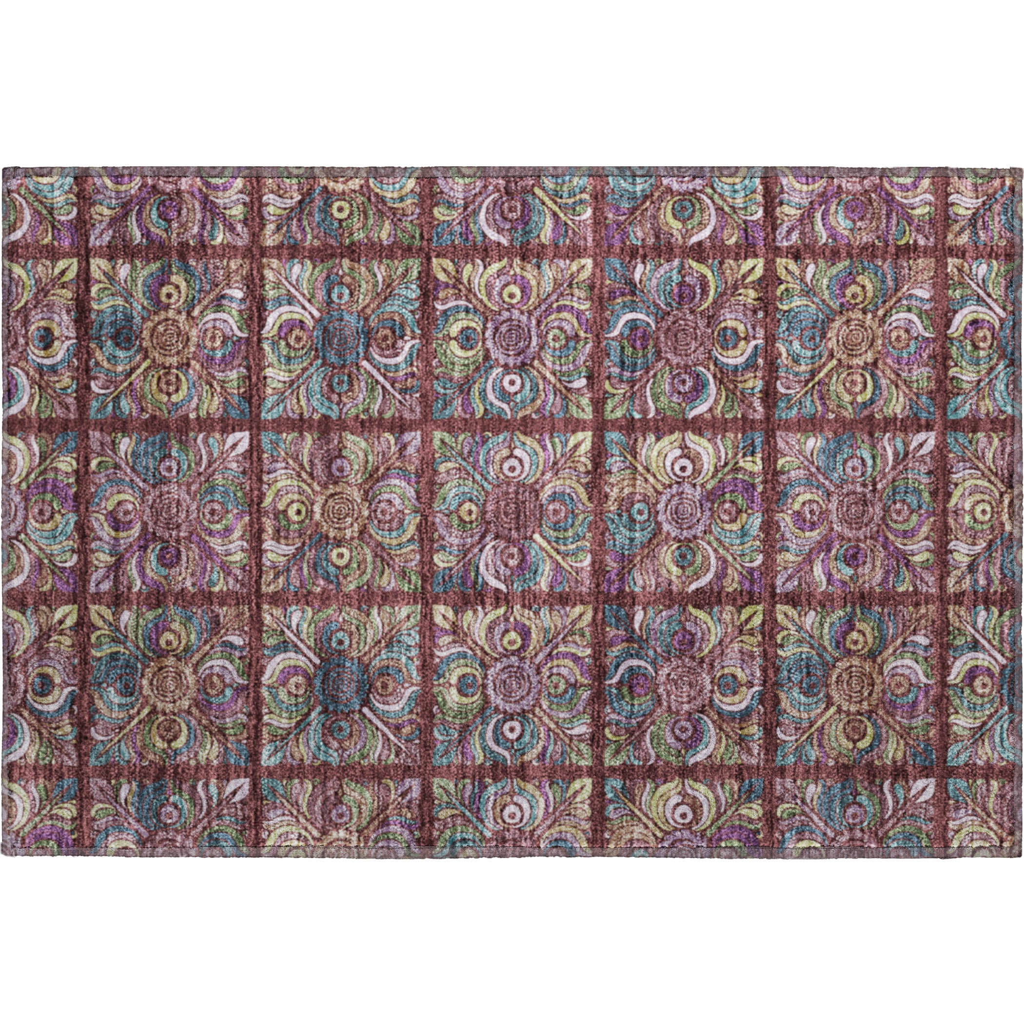 Florence Machine Washable Transitional Paprika Orange Rug 1'8" x 2'6" #shape_Rectangle