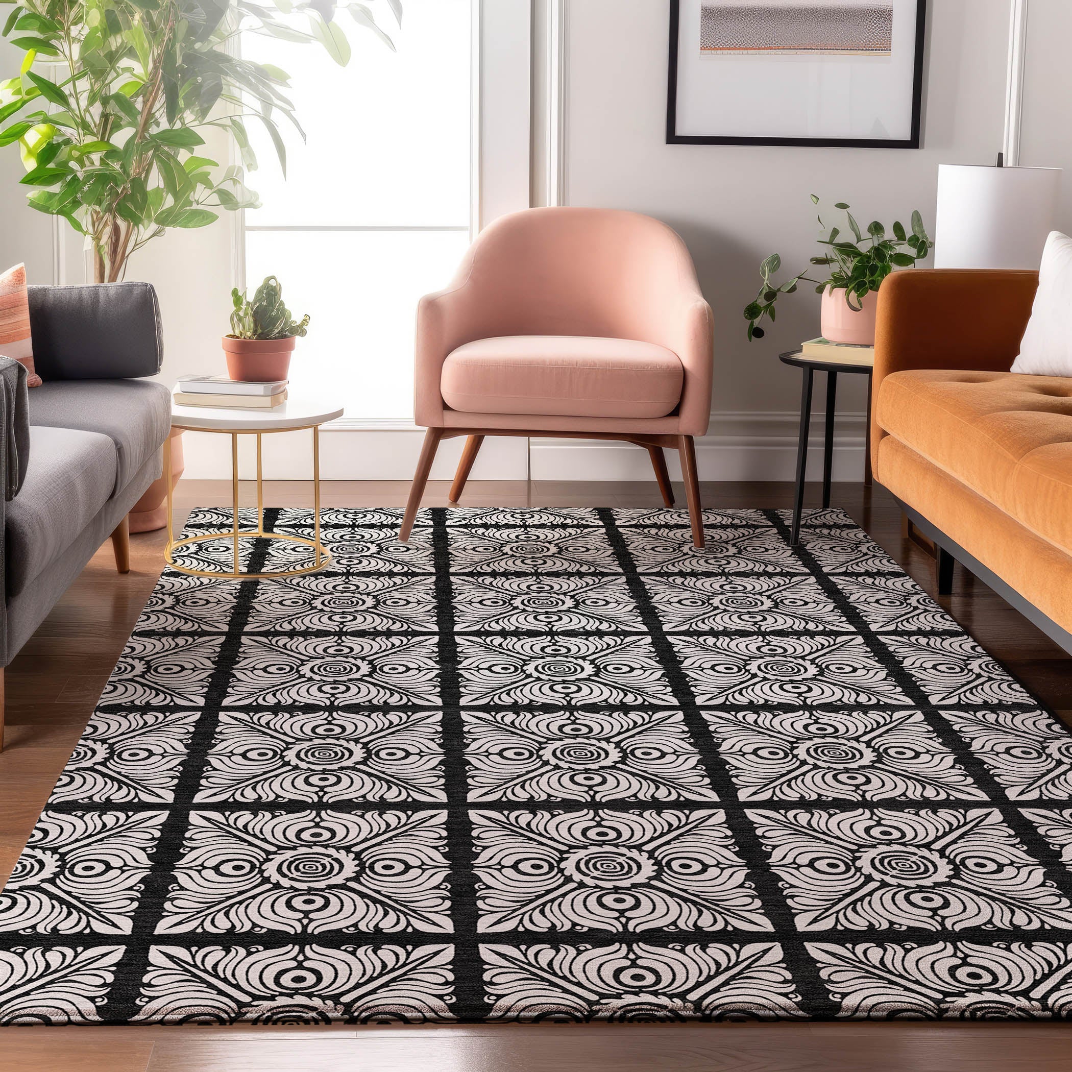 Athens Machine Washable Transitional Black Rug 2'6" x 3'10" #shape_Rectangle