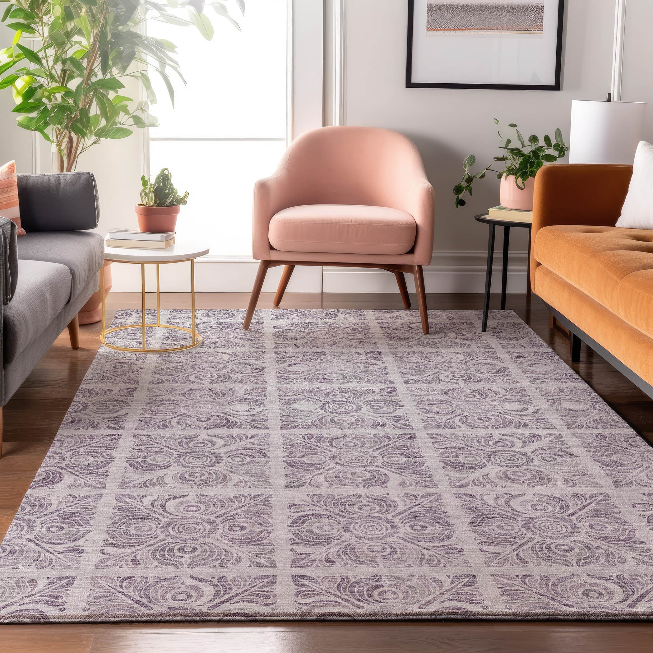 Athens Machine Washable Transitional Lavender Purple Rug 2'6" x 3'10" #shape_Rectangle