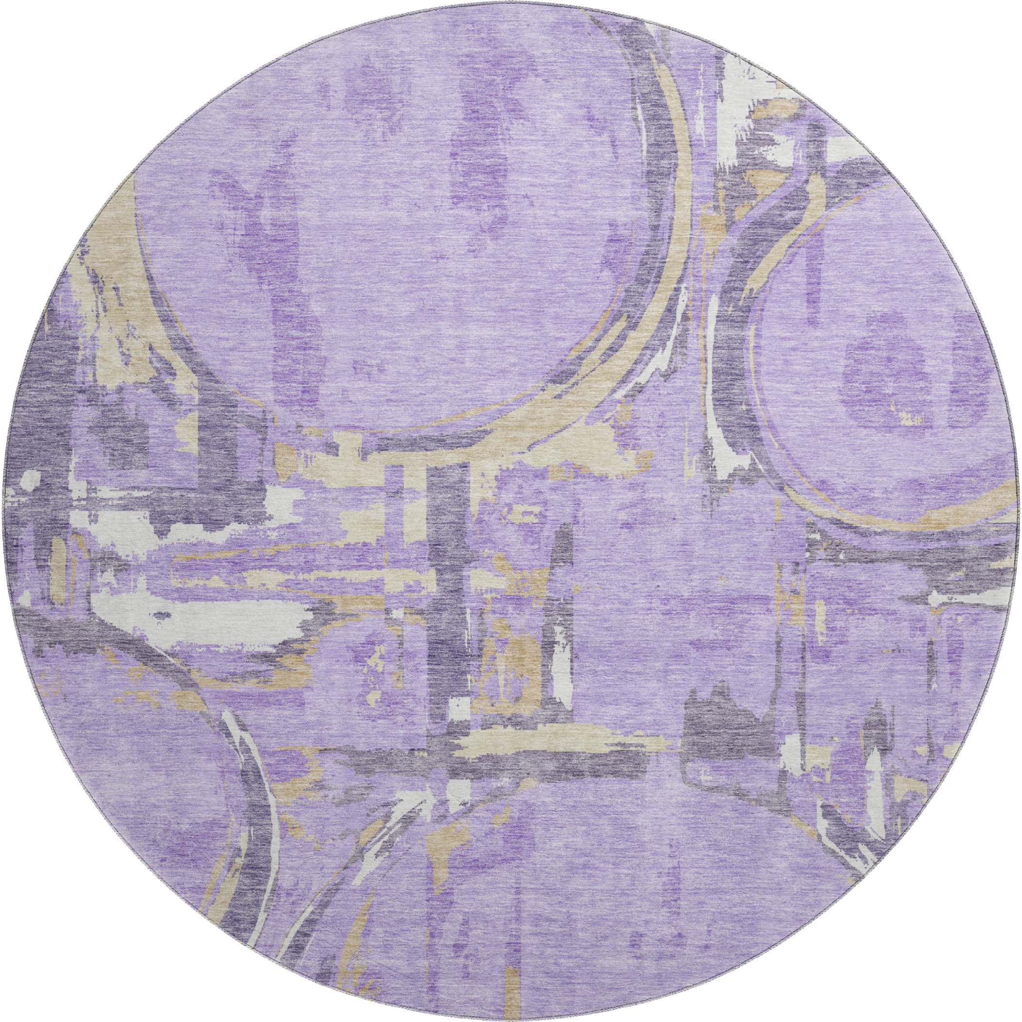 Lima Machine Washable Transitional Lavender Purple Rug 8' x 8' #shape_Round