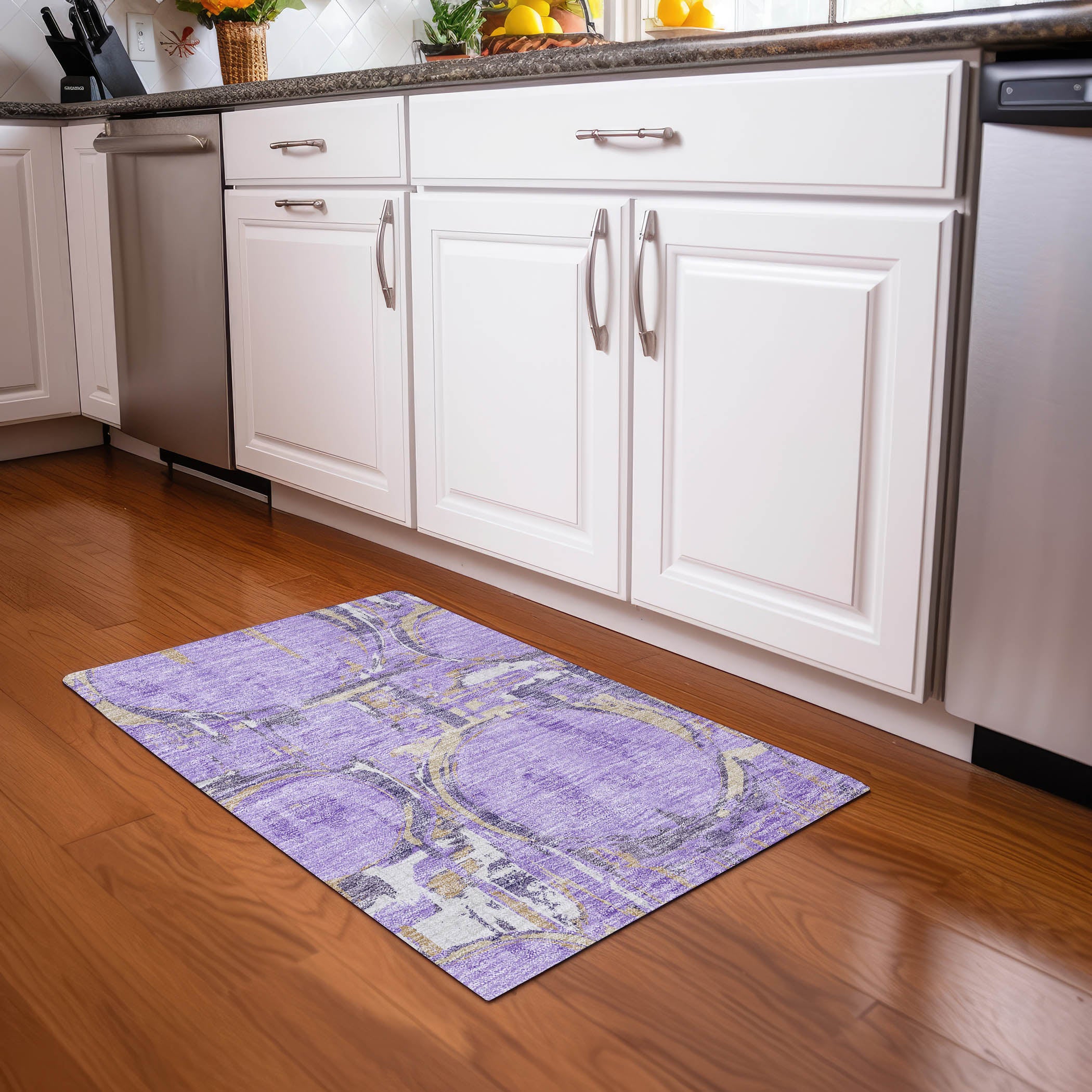 Lima Machine Washable Transitional Lavender Purple Rug 1'8" x 2'6" #shape_Rectangle