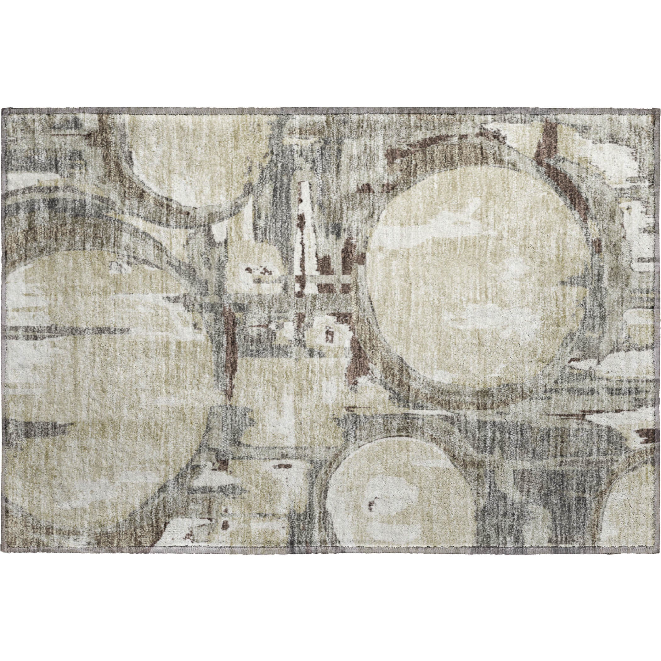 Lima Machine Washable Transitional Tan Brown Rug 1'8" x 2'6" #shape_Rectangle