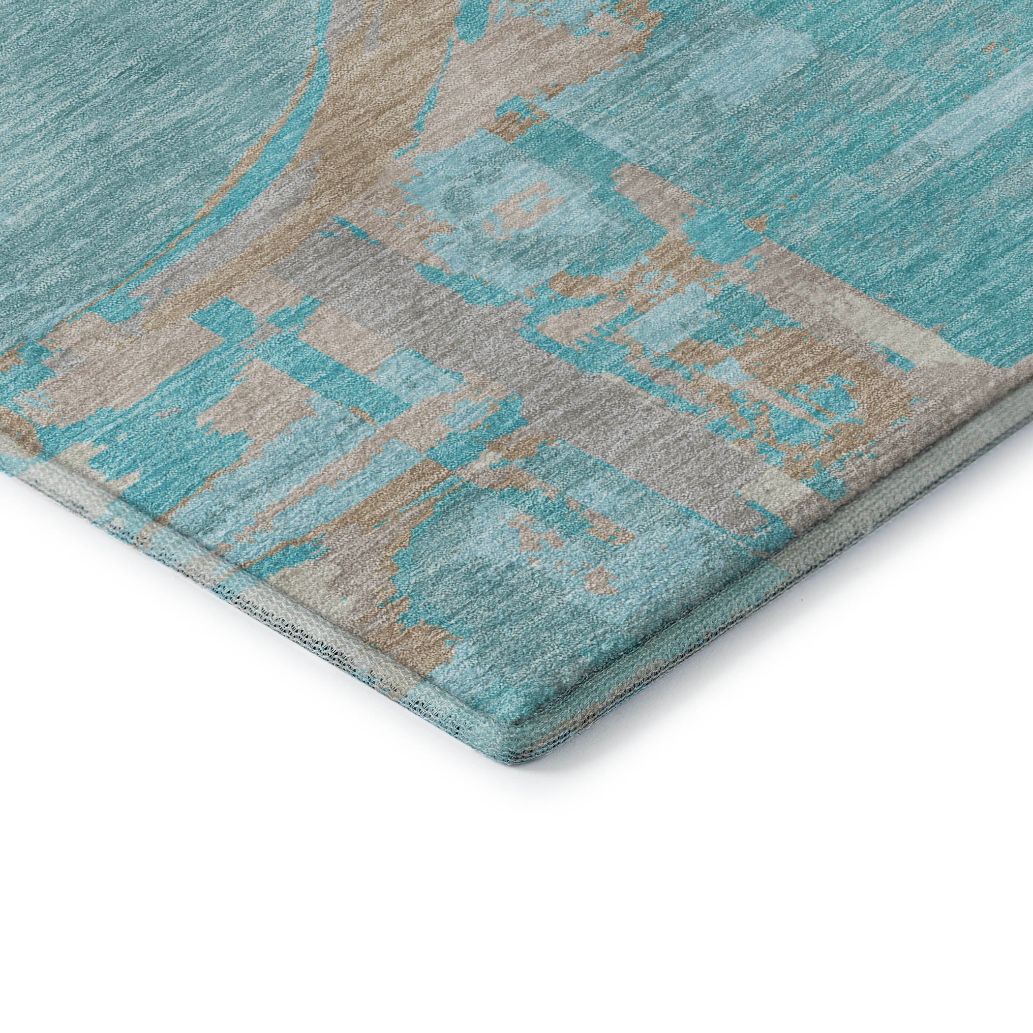 Lima Machine Washable Transitional Teal Rug 1'8" x 2'6" #shape_Rectangle