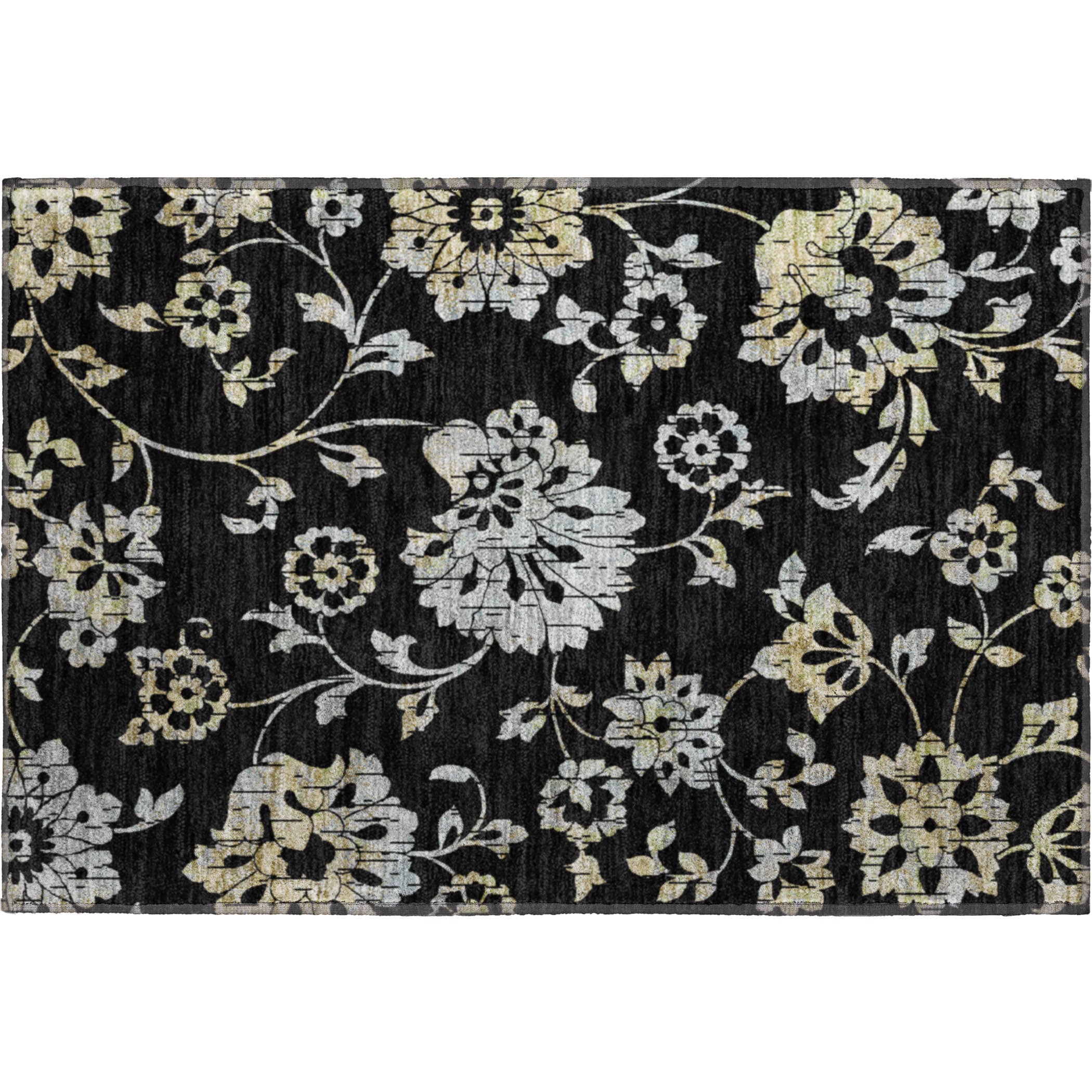 Cusco Machine Washable Transitional Black Rug 1'8" x 2'6" #shape_Rectangle