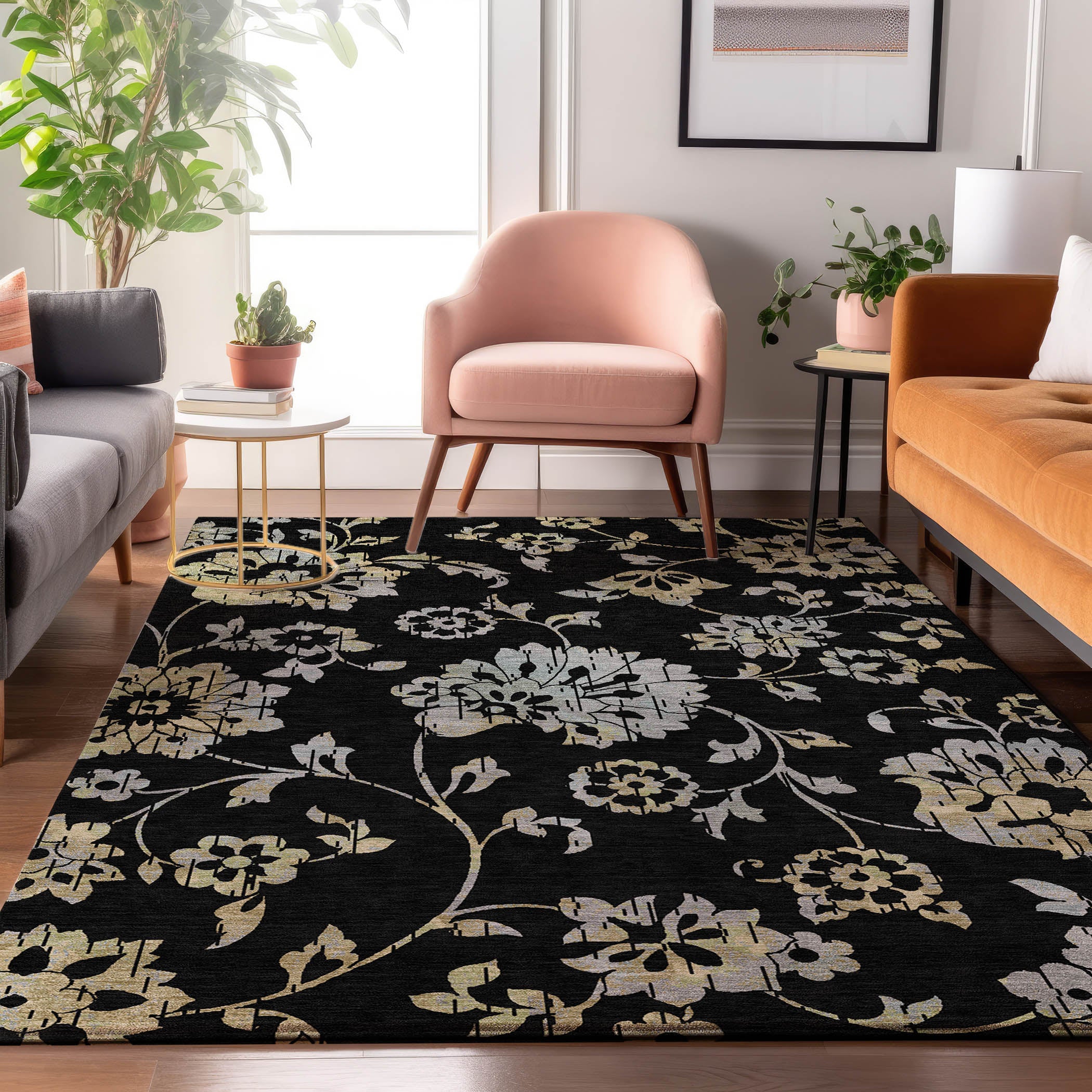 Cusco Machine Washable Transitional Black Rug 2'6" x 3'10" #shape_Rectangle