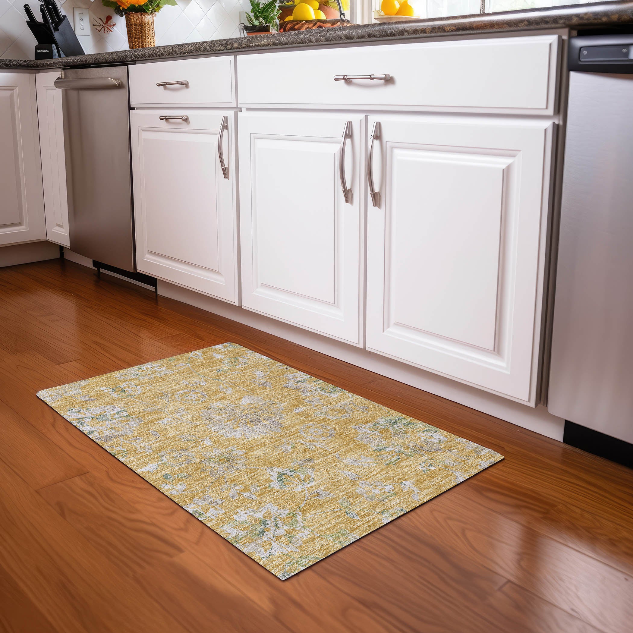 Cusco Machine Washable Transitional Gold Rug 1'8" x 2'6" #shape_Rectangle