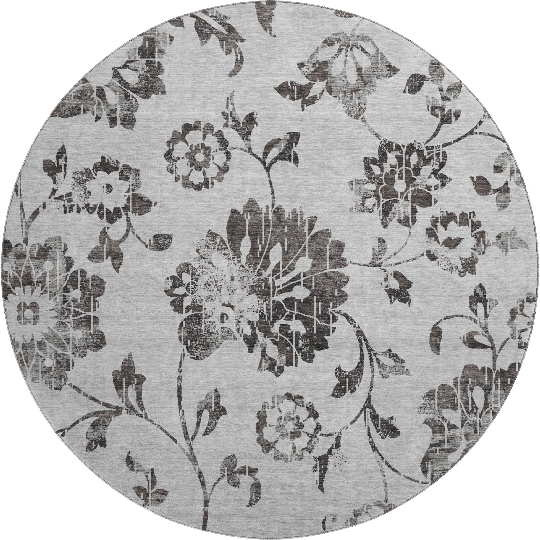 Cusco Machine Washable Transitional Gray Rug 8' x 8' #shape_Round