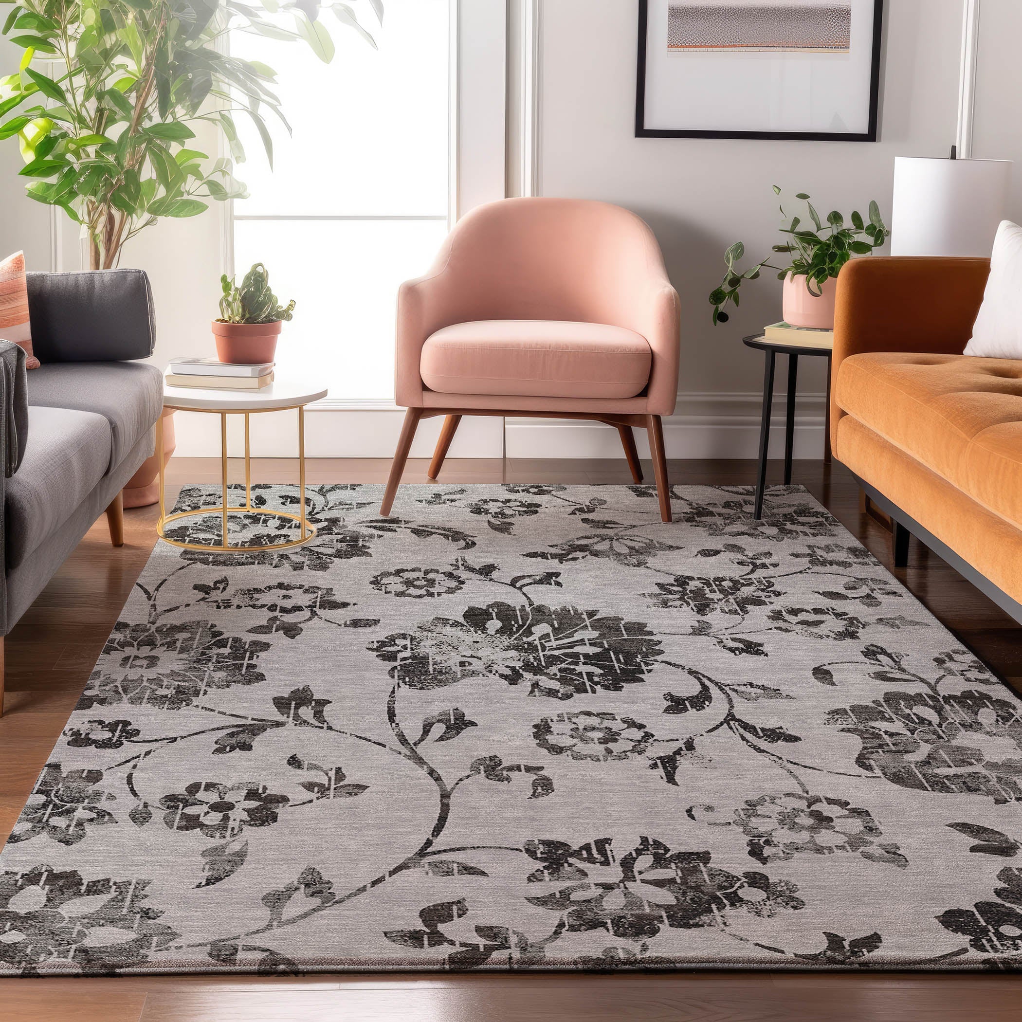 Cusco Machine Washable Transitional Gray Rug 2'6" x 3'10" #shape_Rectangle