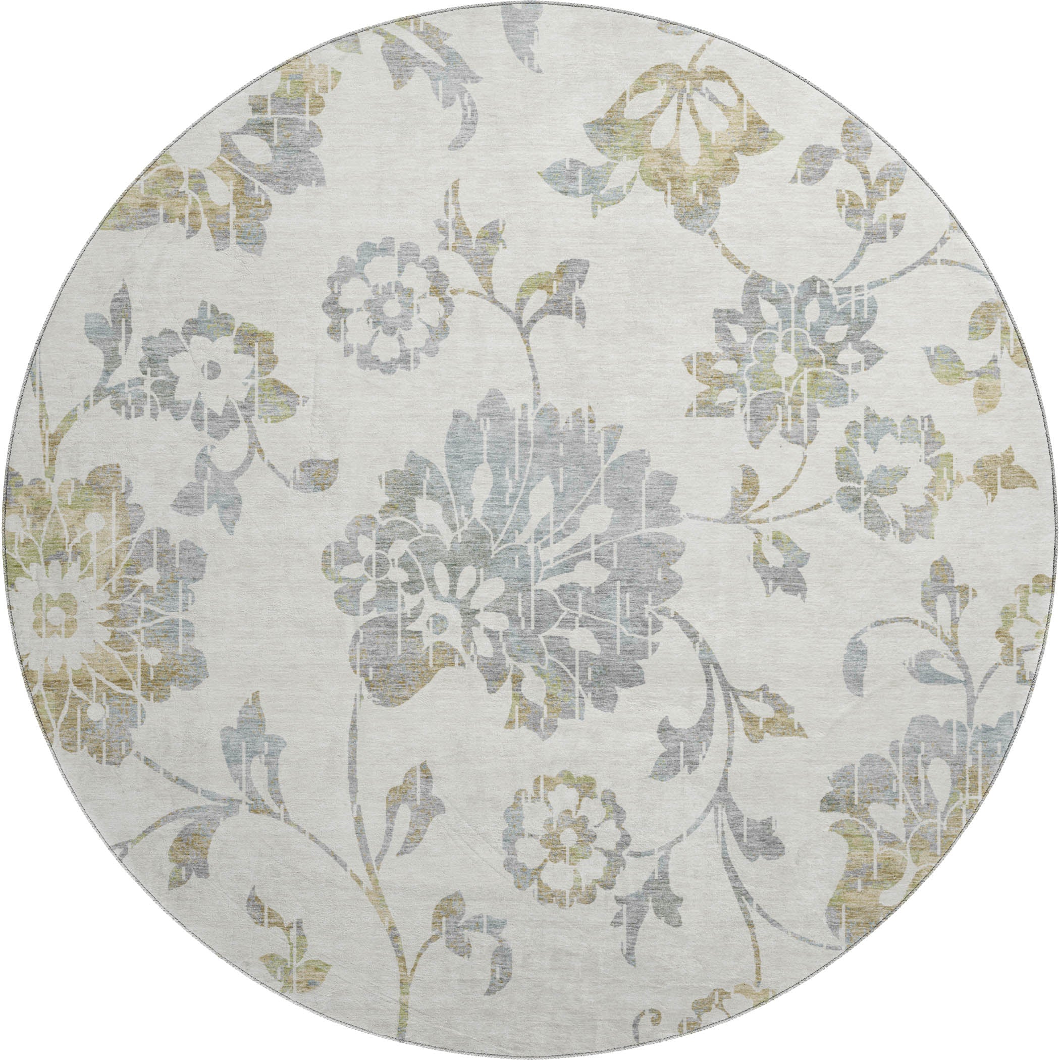 Cusco Machine Washable Transitional Ivory Rug 8' x 8' #shape_Round