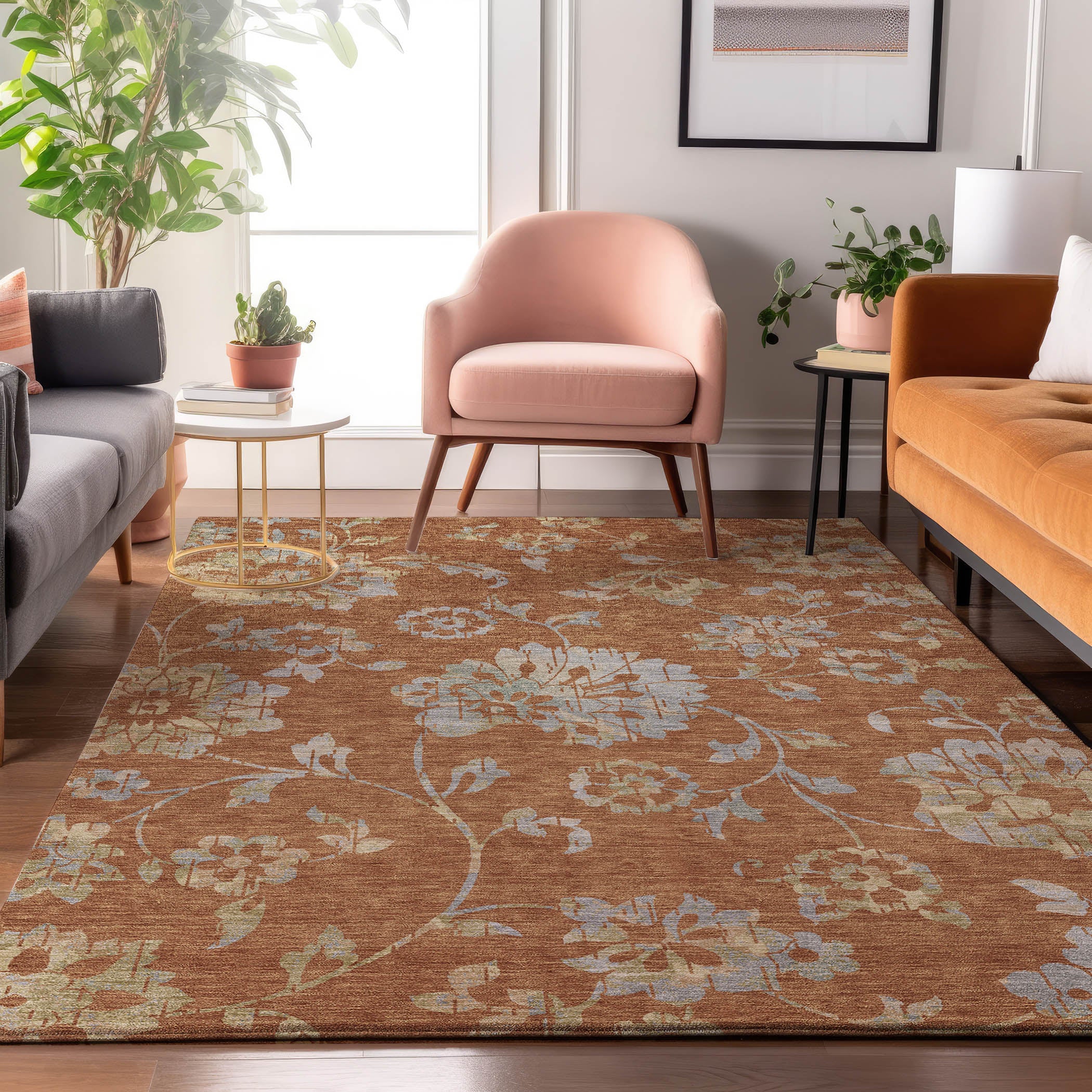 Cusco Machine Washable Transitional Paprika Orange Rug 2'6" x 3'10" #shape_Rectangle