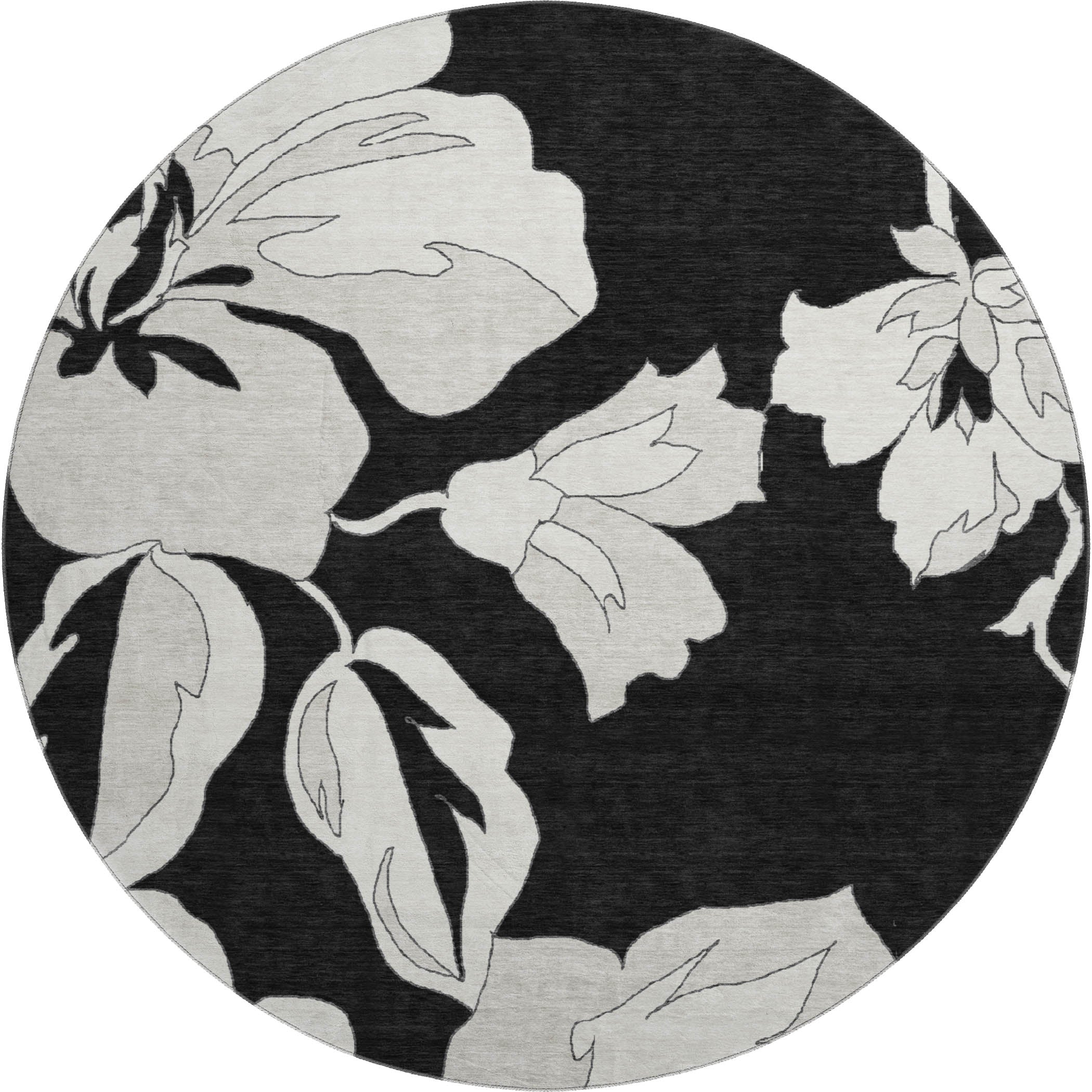 Oaxaca Machine Washable Transitional Black Rug 8' x 8' #shape_Round