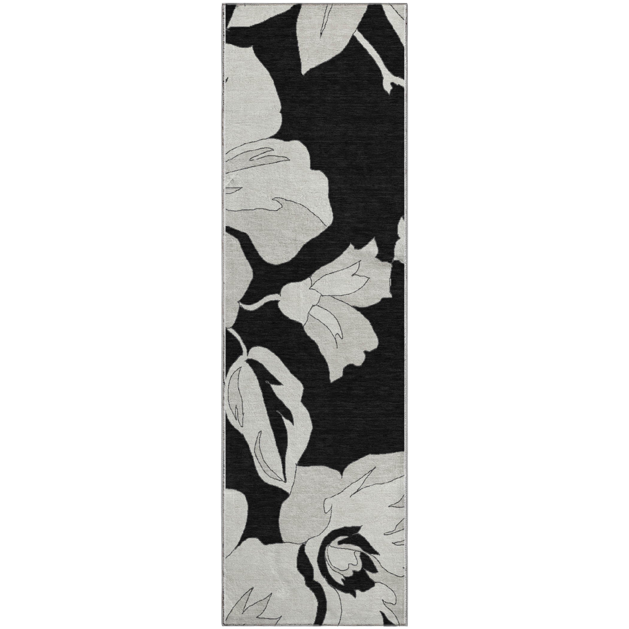 Oaxaca Machine Washable Transitional Black Rug 2'3" x 7'6" #shape_Runner