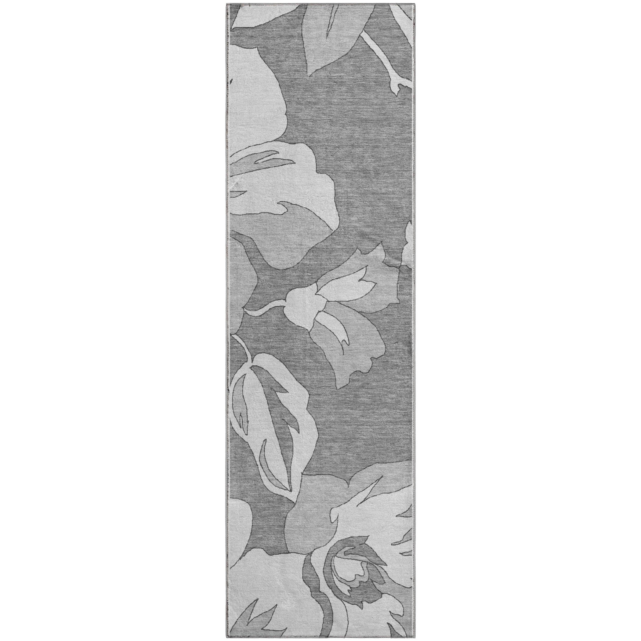 Oaxaca Machine Washable Transitional Gray Rug 2'3" x 7'6" #shape_Runner
