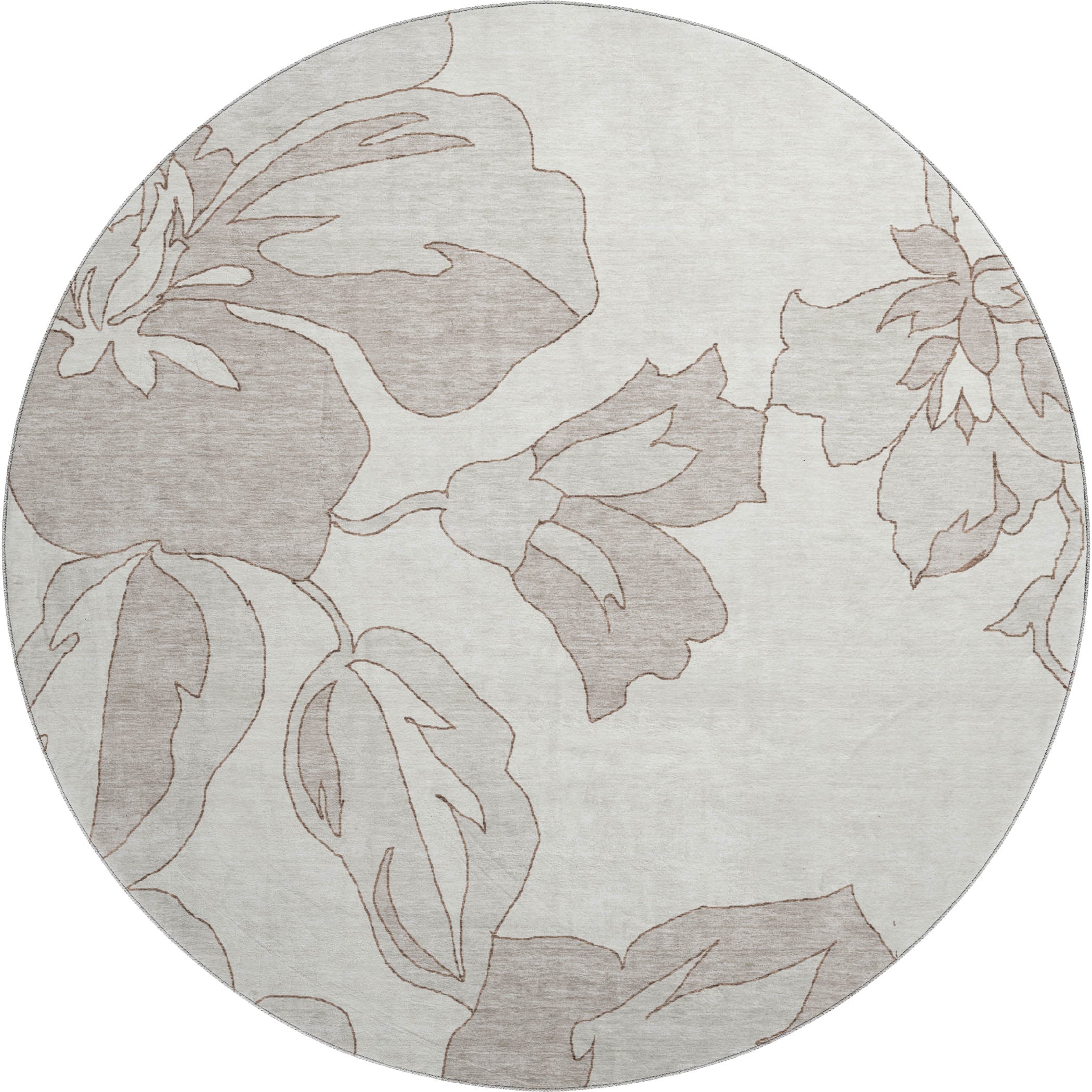 Oaxaca Machine Washable Transitional Ivory Rug 8' x 8' #shape_Round