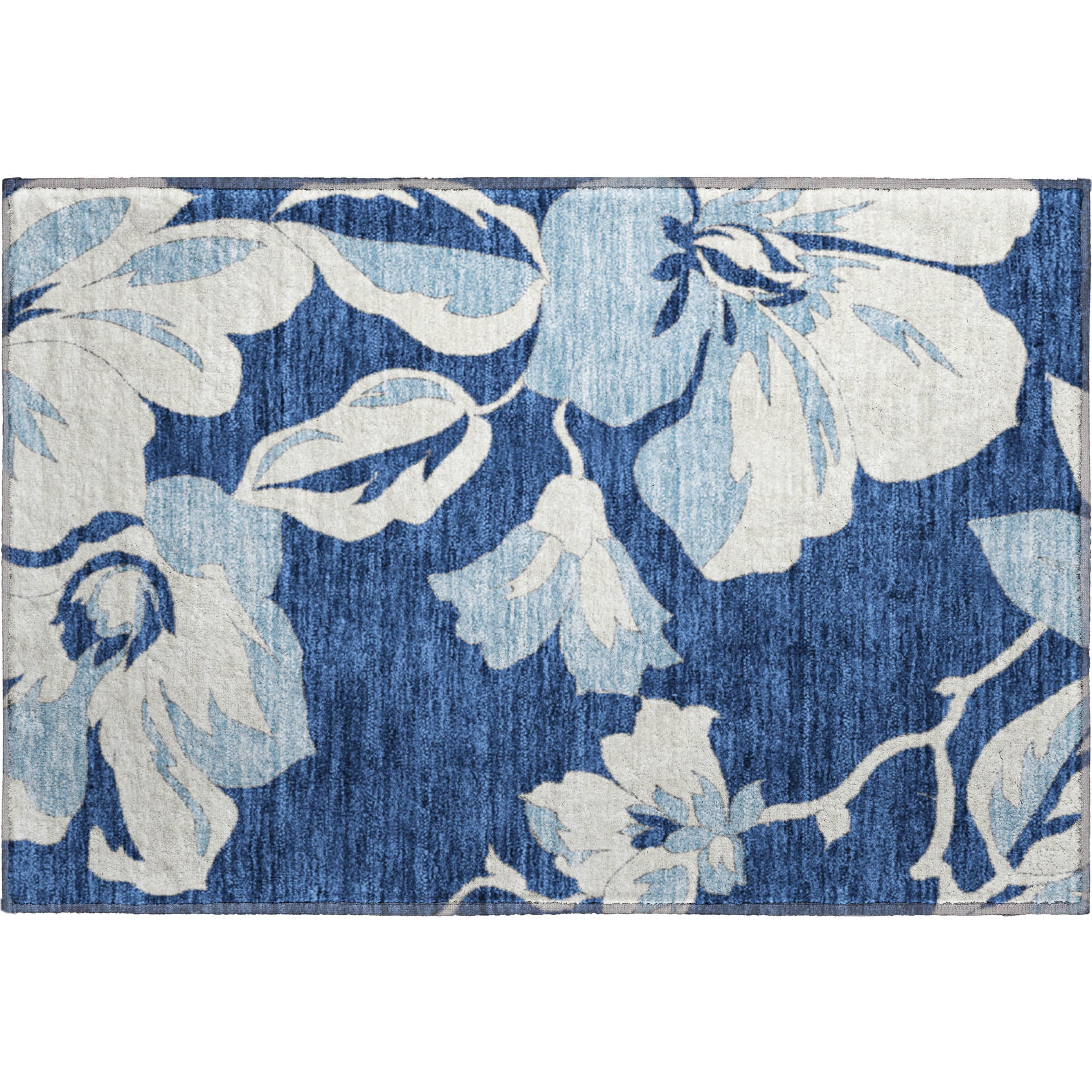 Oaxaca Machine Washable Transitional Navy Blue Rug 1'8" x 2'6" #shape_Rectangle