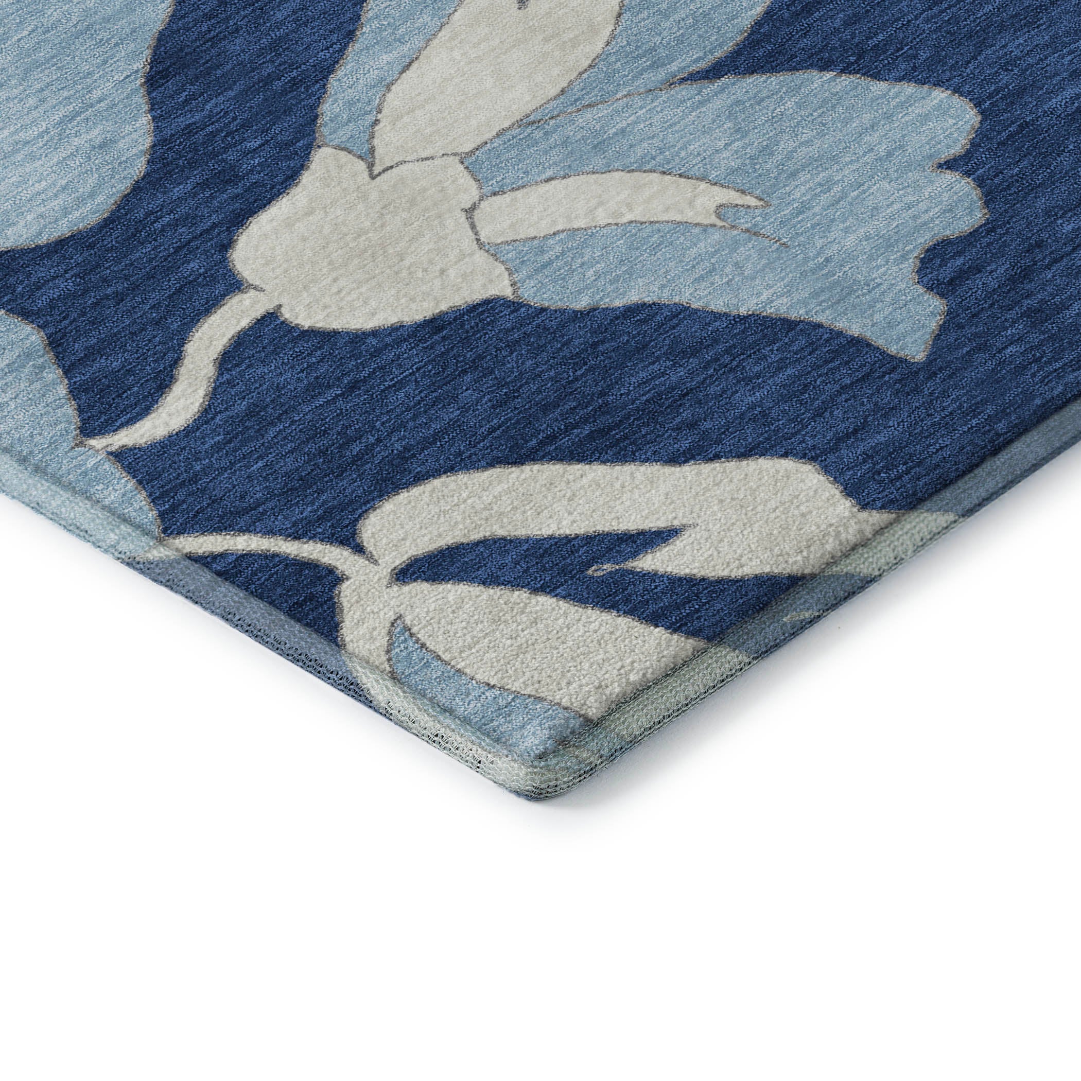 Oaxaca Machine Washable Transitional Navy Blue Rug 1'8" x 2'6" #shape_Rectangle